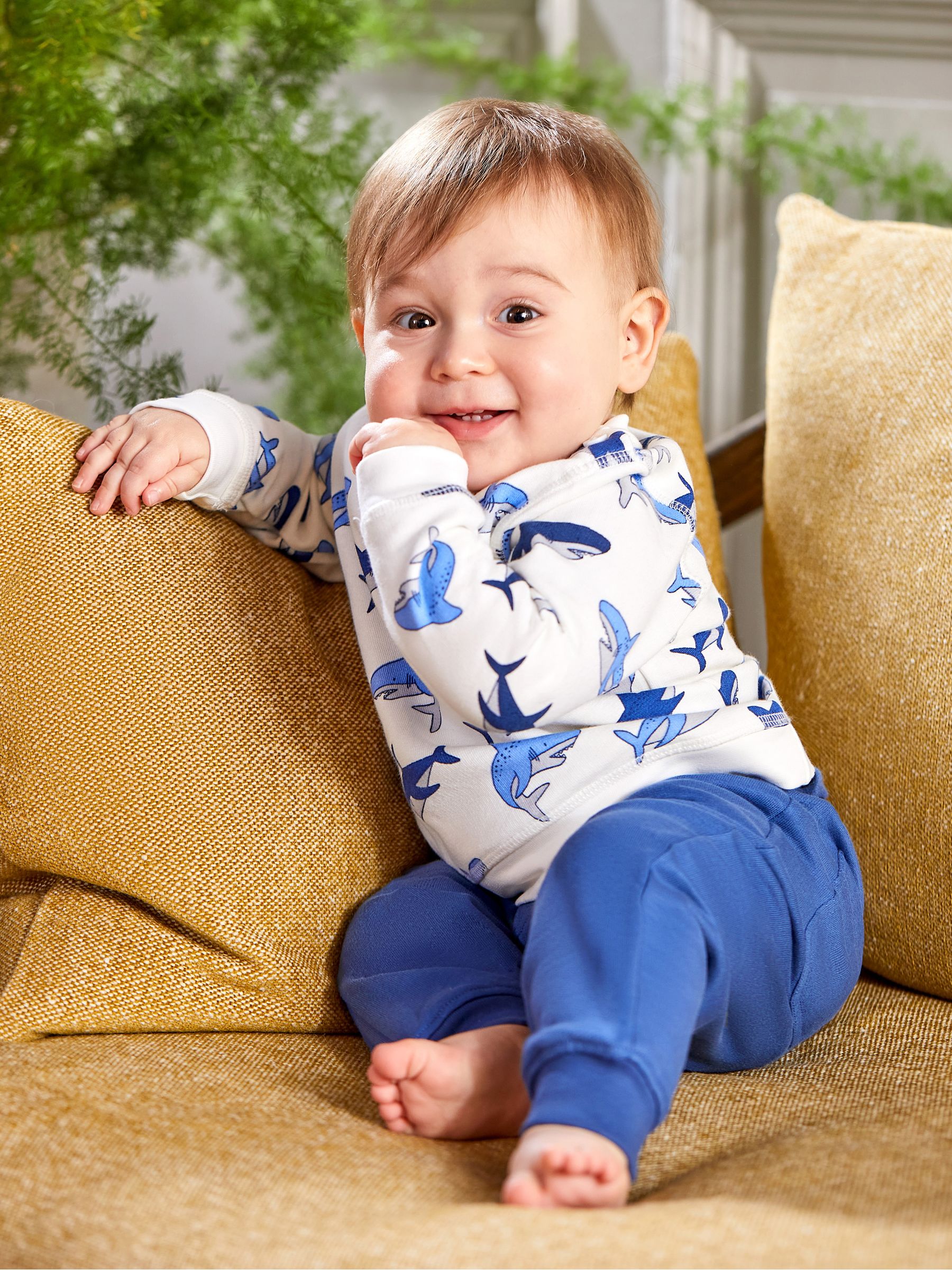 Ecru 2-Piece Shark Sweatshirt & Joggers Set - Image 1 of 6