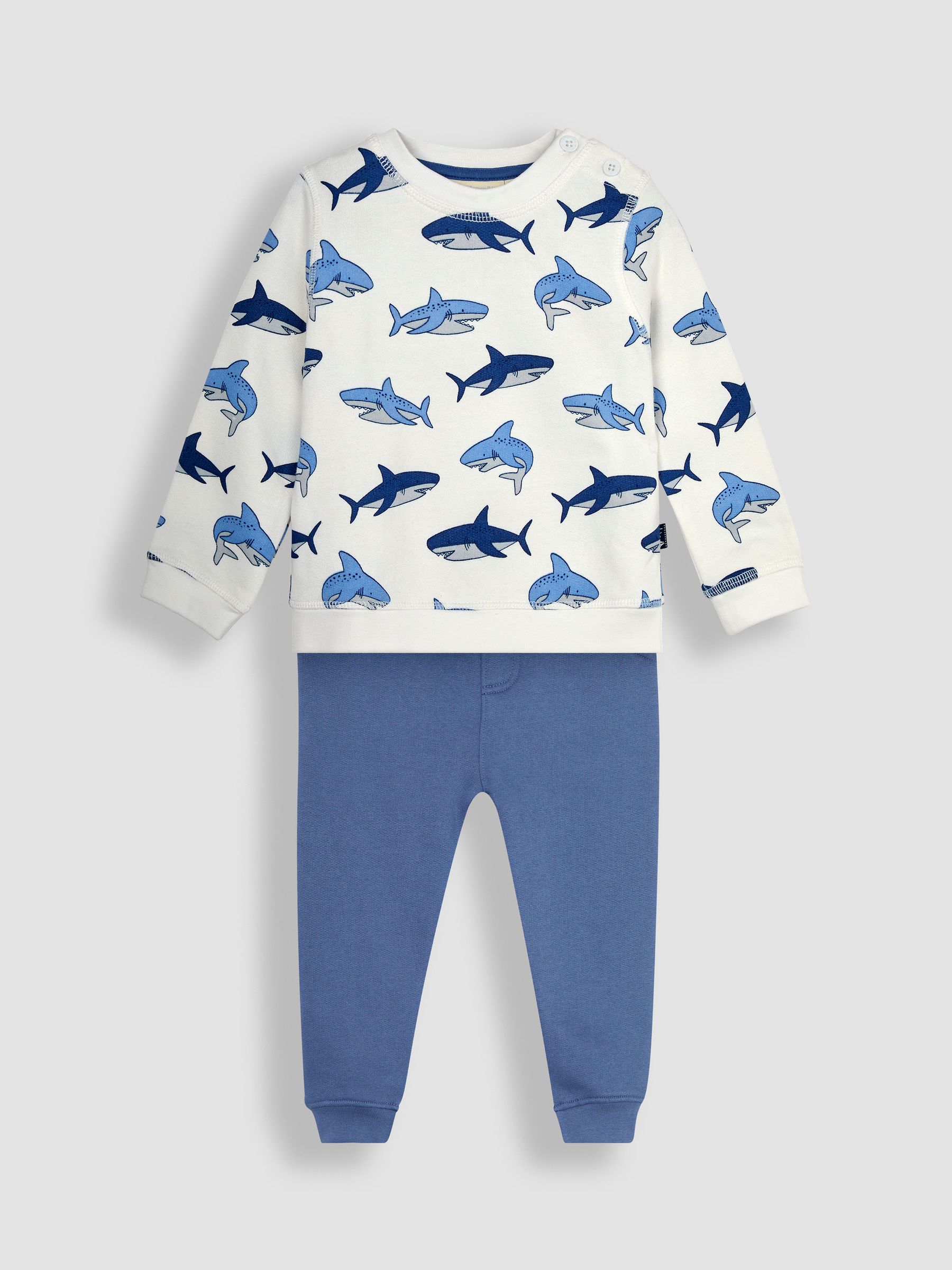 Ecru 2-Piece Shark Sweatshirt & Joggers Set - Image 2 of 6