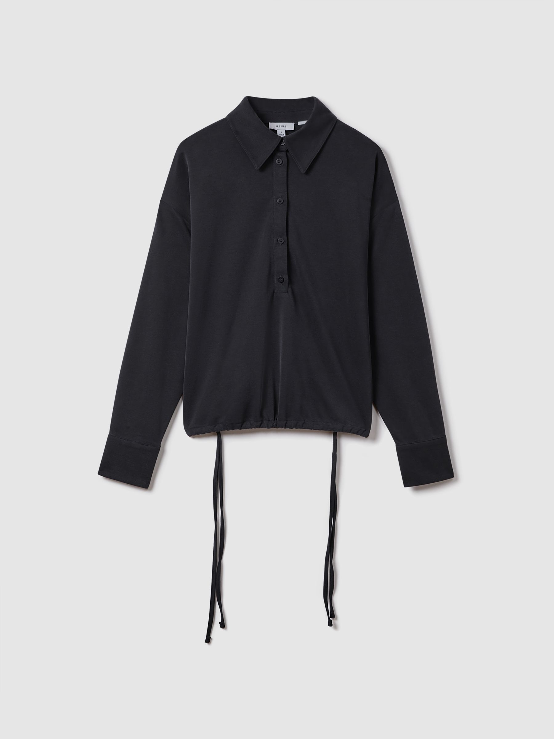 Drawstring Rugby Shirt in Navy - Image 2 of 7