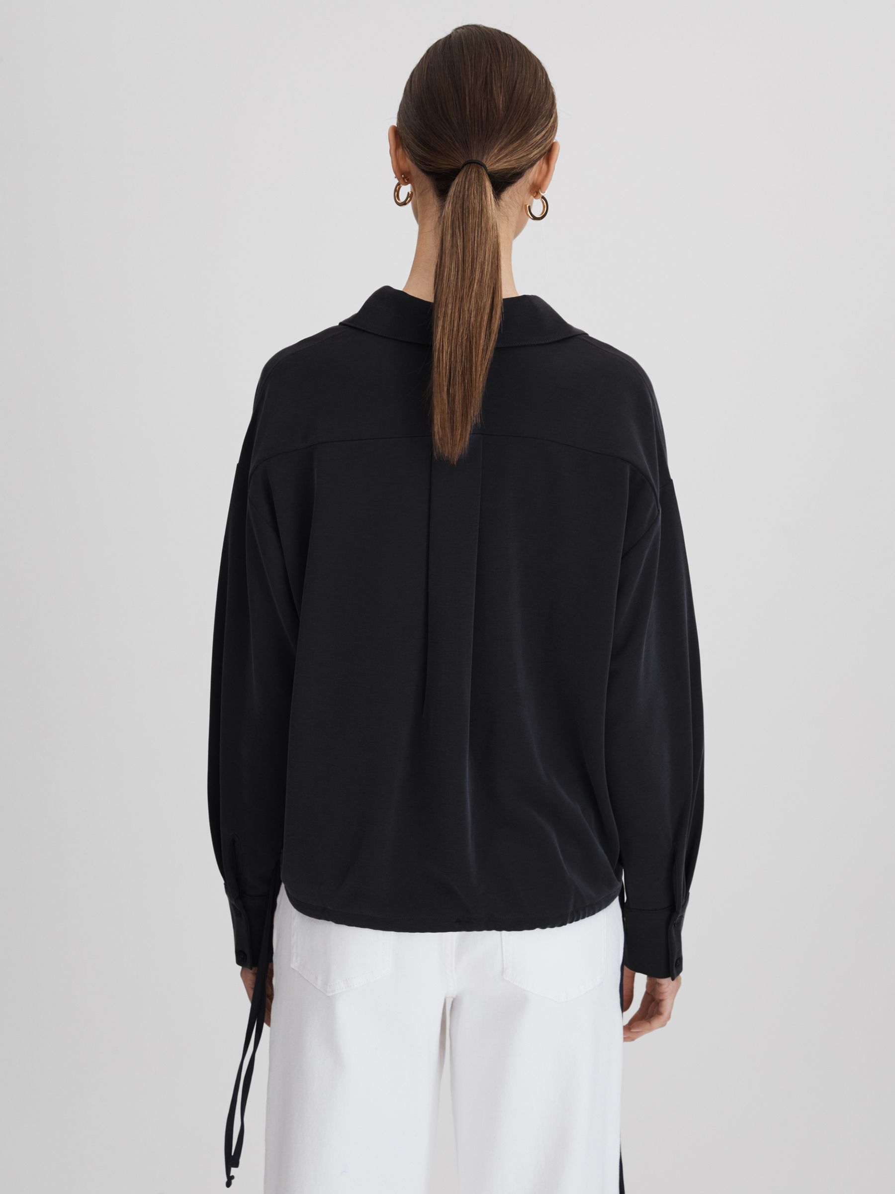 Drawstring Rugby Shirt in Navy - Image 5 of 7