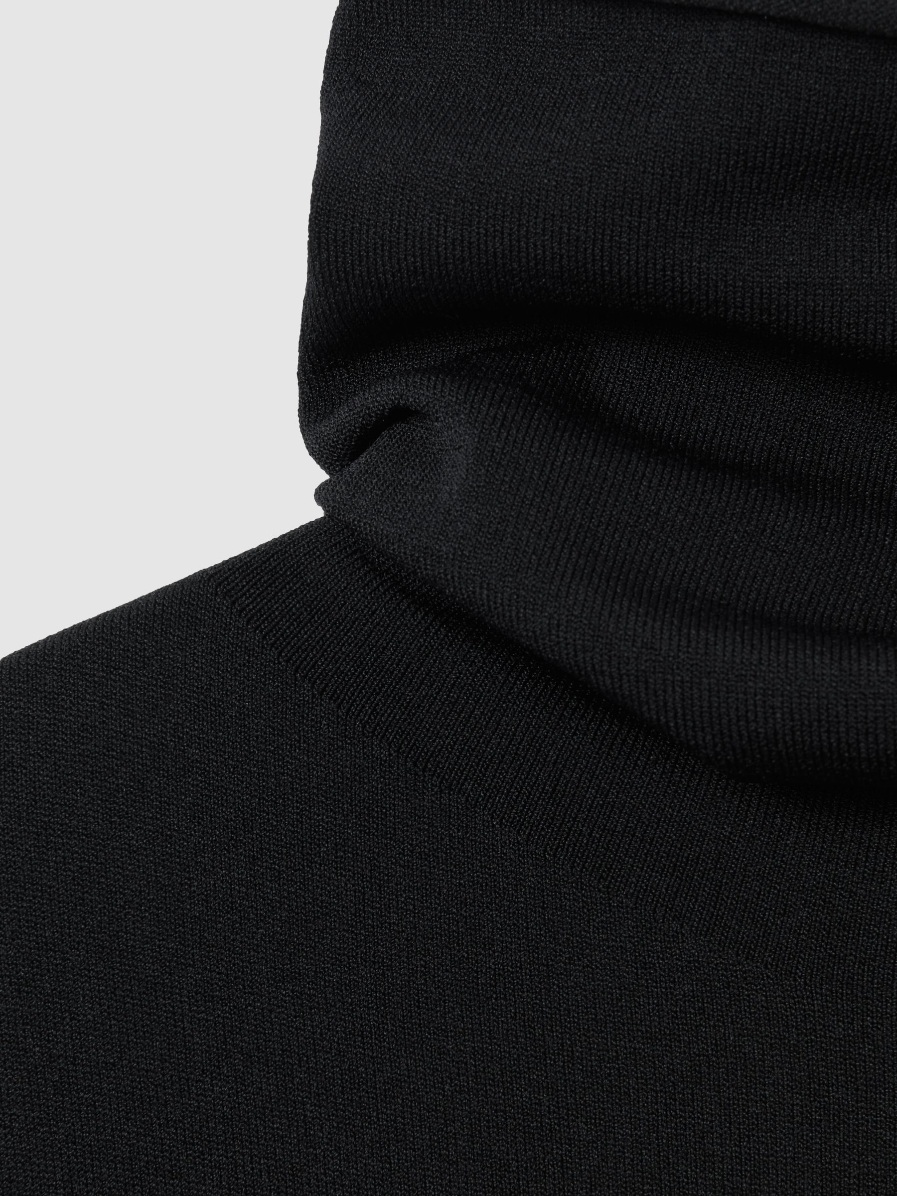 Roll Neck Draped Midi Dress in Black - Image 6 of 6