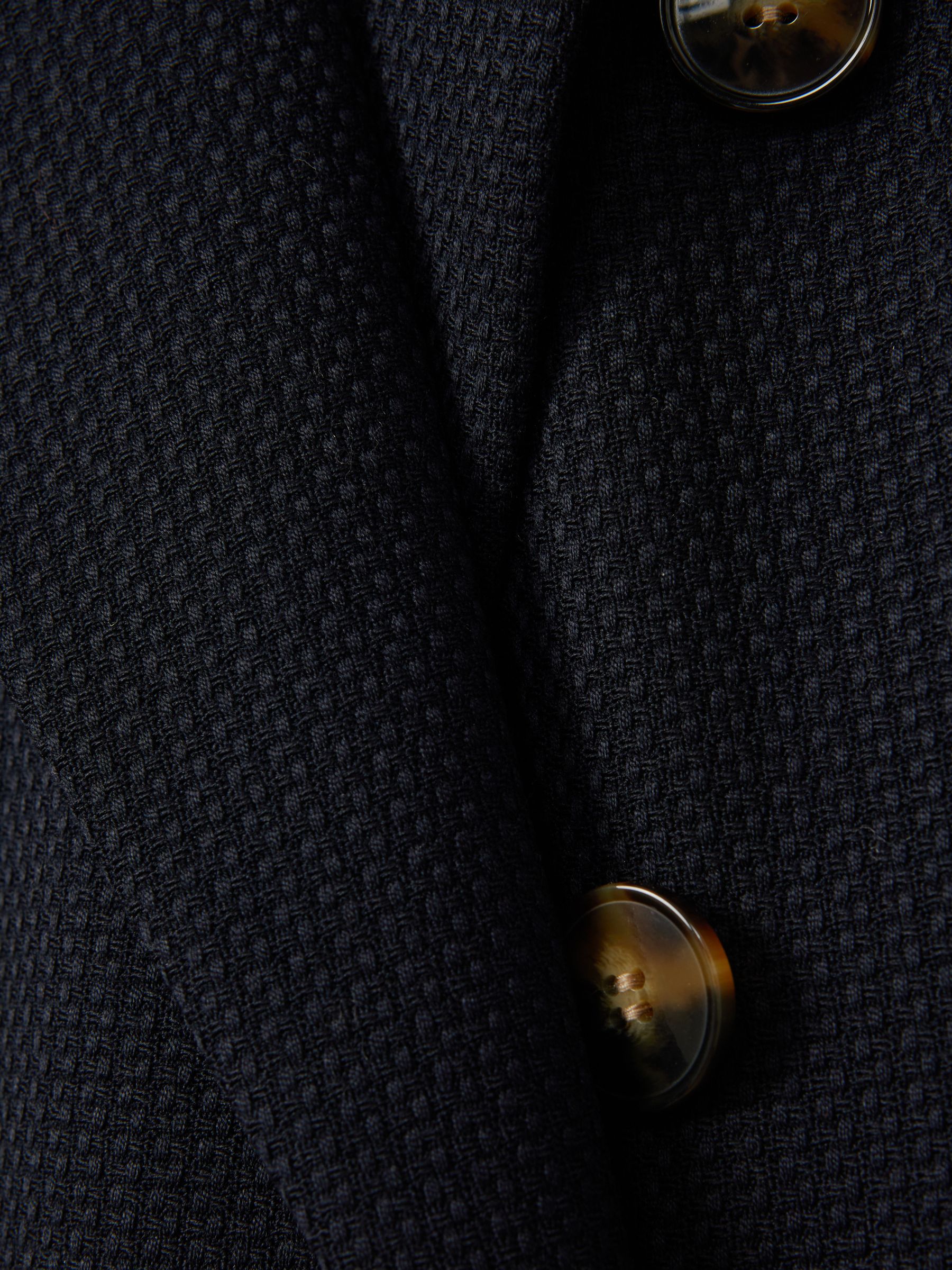 Lana Navy Petite Tailored Textured Wool Blend Double Breasted Blazer - Image 7 of 8