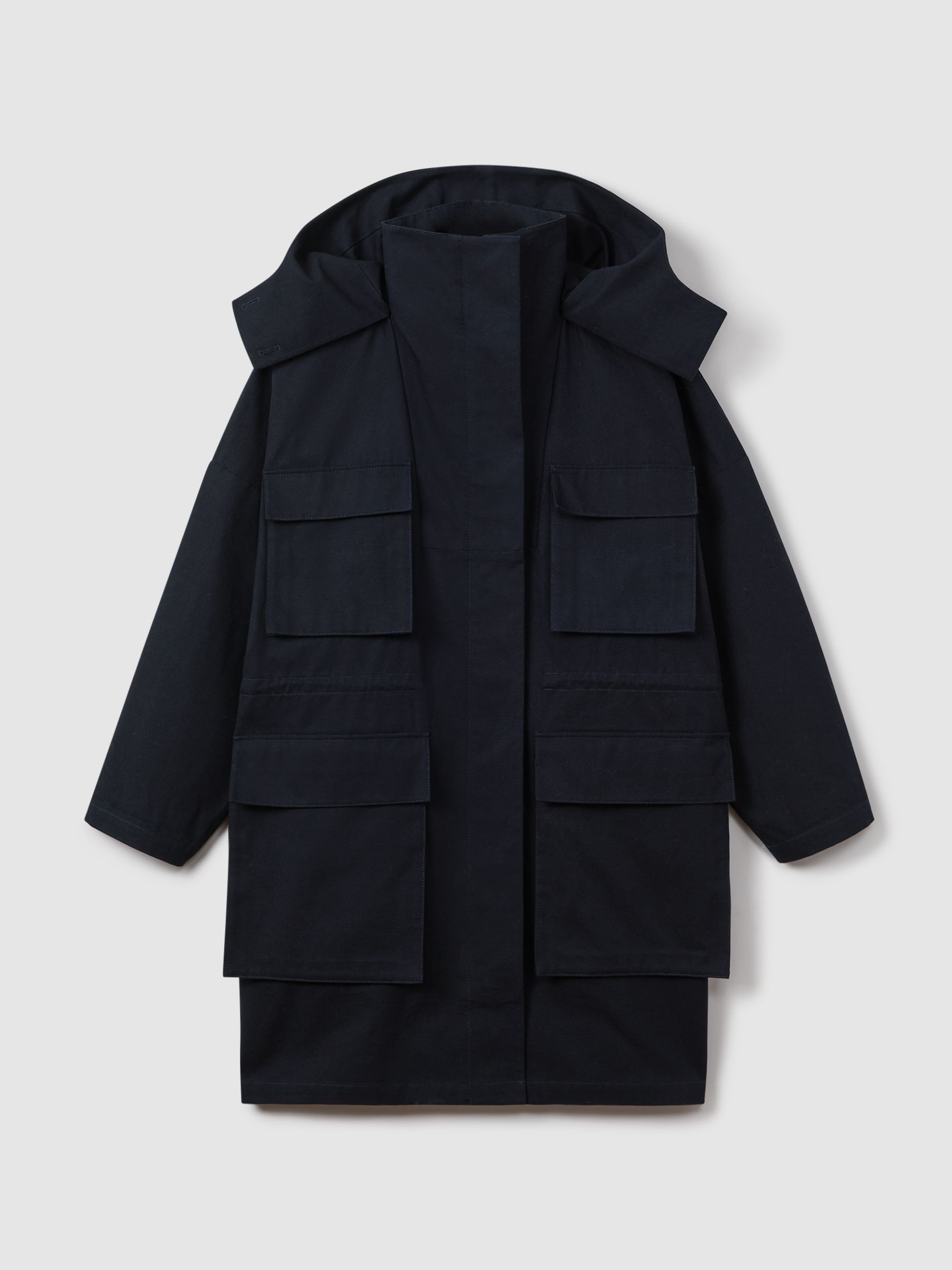 Cotton Parka Coat in Navy - Image 2 of 7