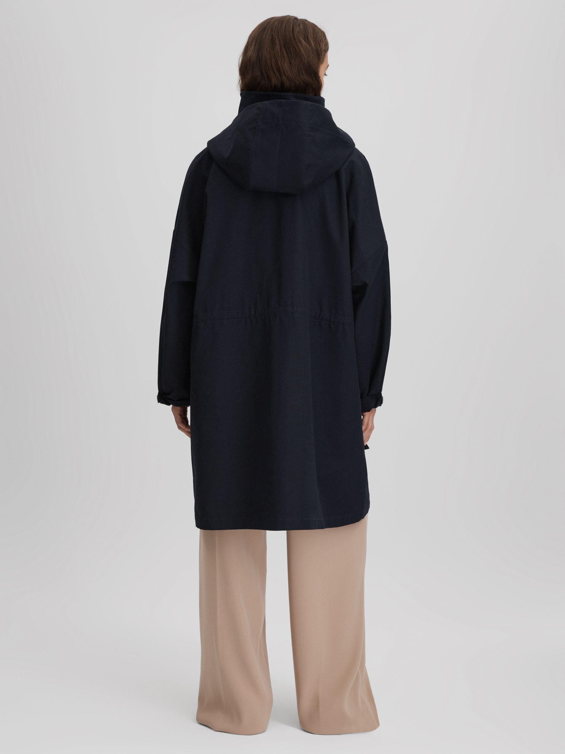 Cotton Parka Coat in Navy - Image 5 of 7
