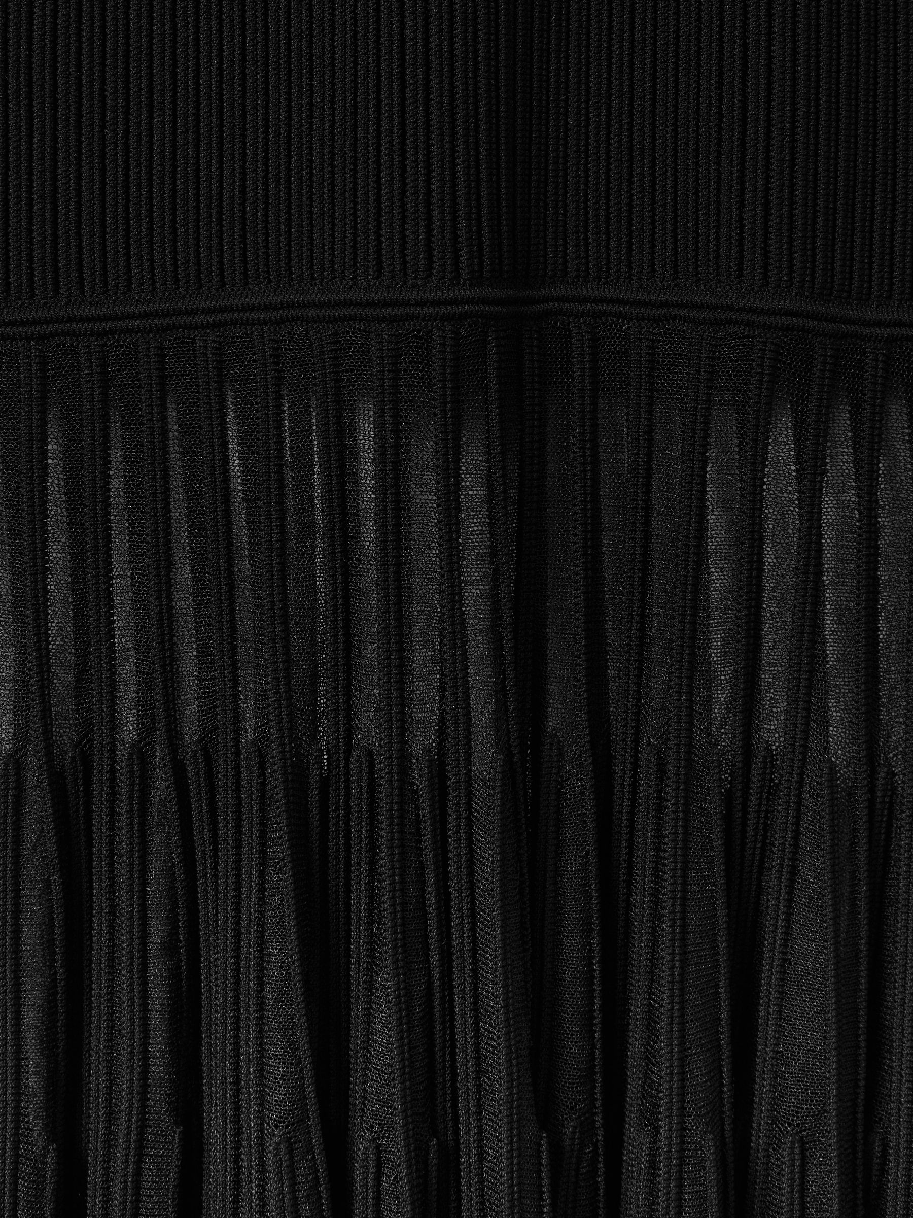 Knitted Sheer Flared Midi Skirt in Black - Image 6 of 6