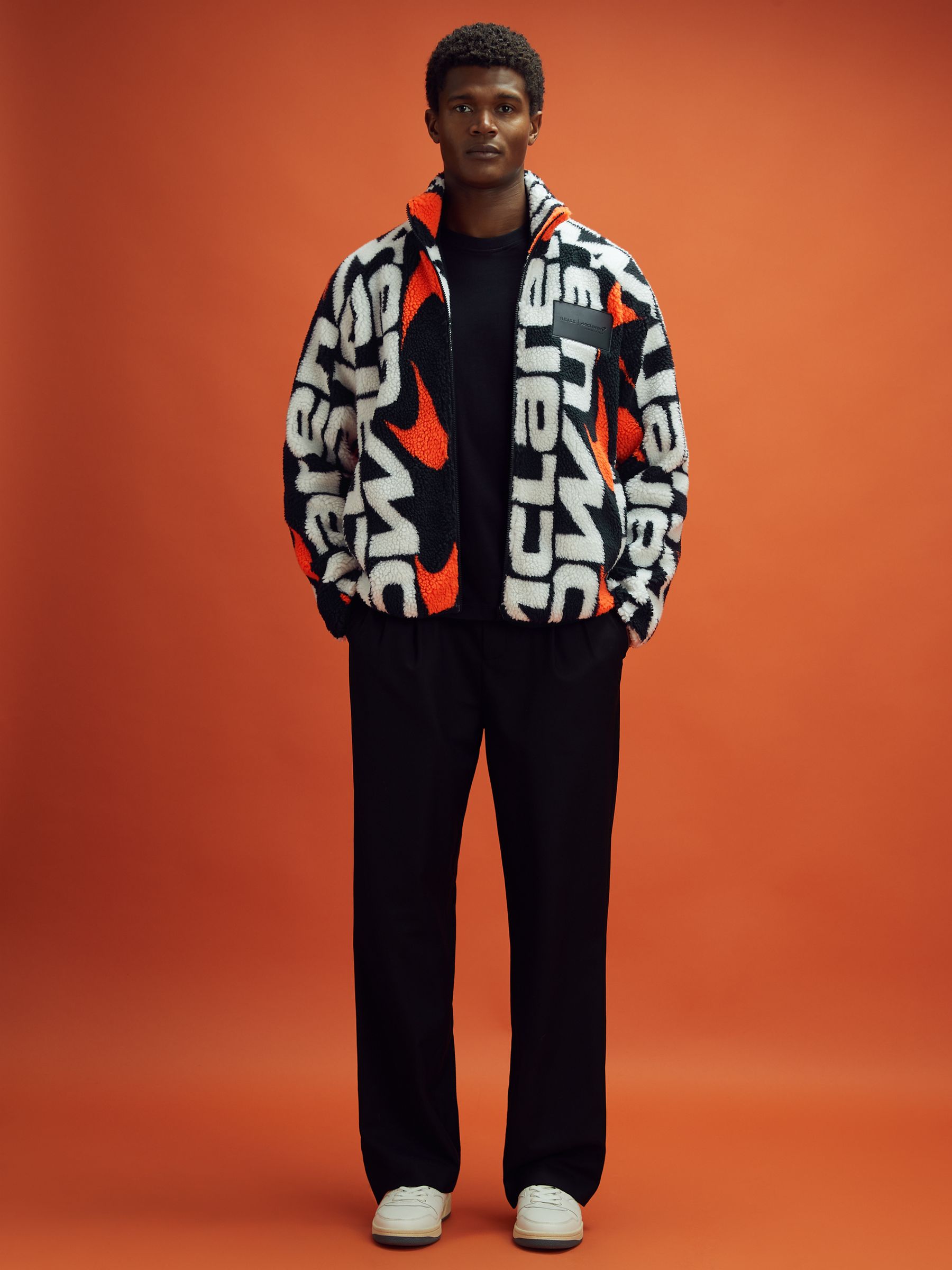 Reiss McLaren F1 Zip-Through Fleece Jacket in Black Multi | REISS