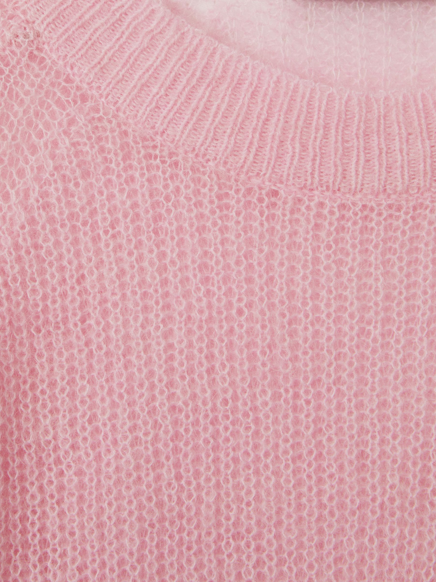Oversized Crew Neck Jumper with Mohair in Light Pink - Image 6 of 6