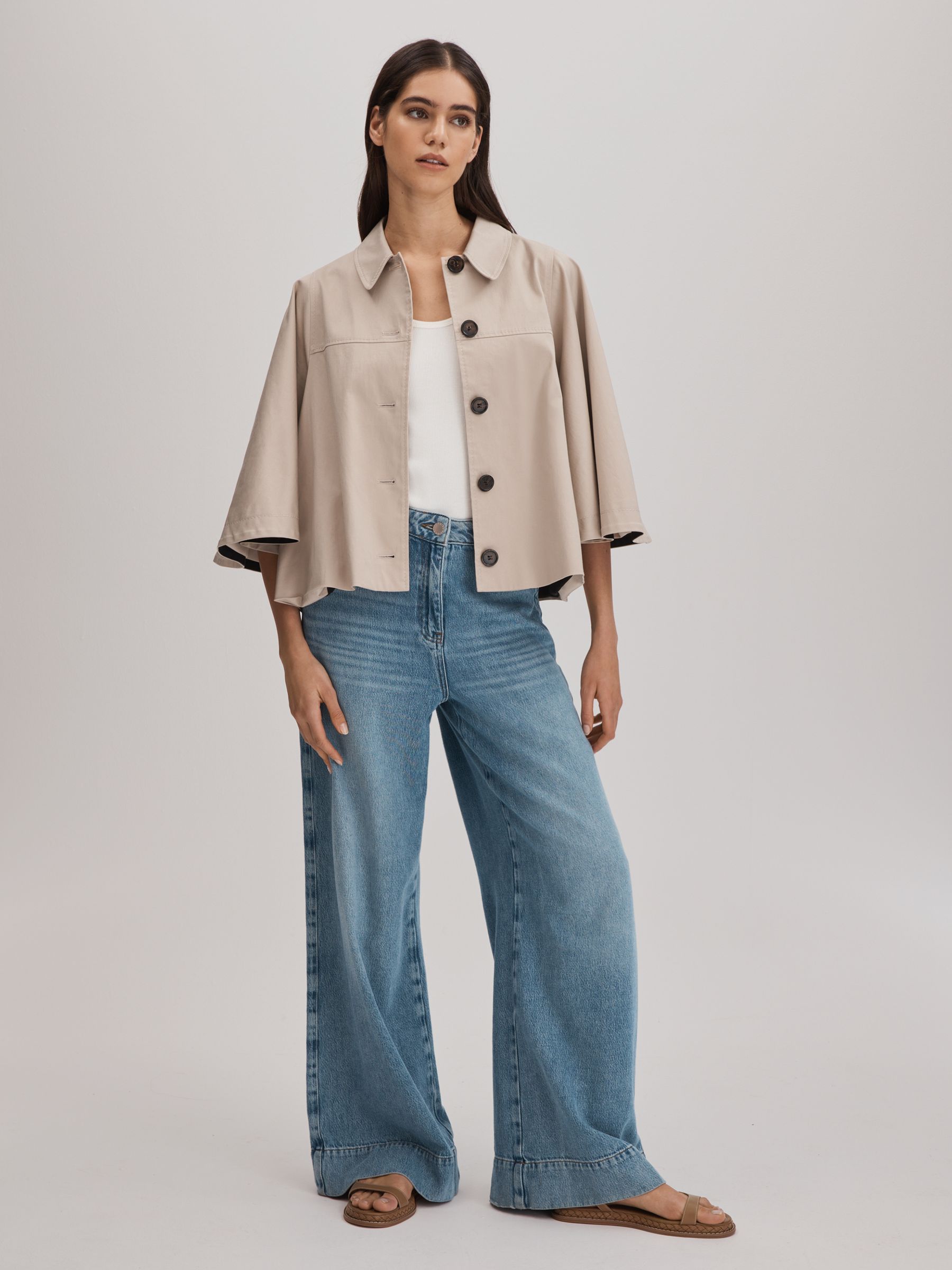 Florere Swing Coat in Beige - Image 1 of 5