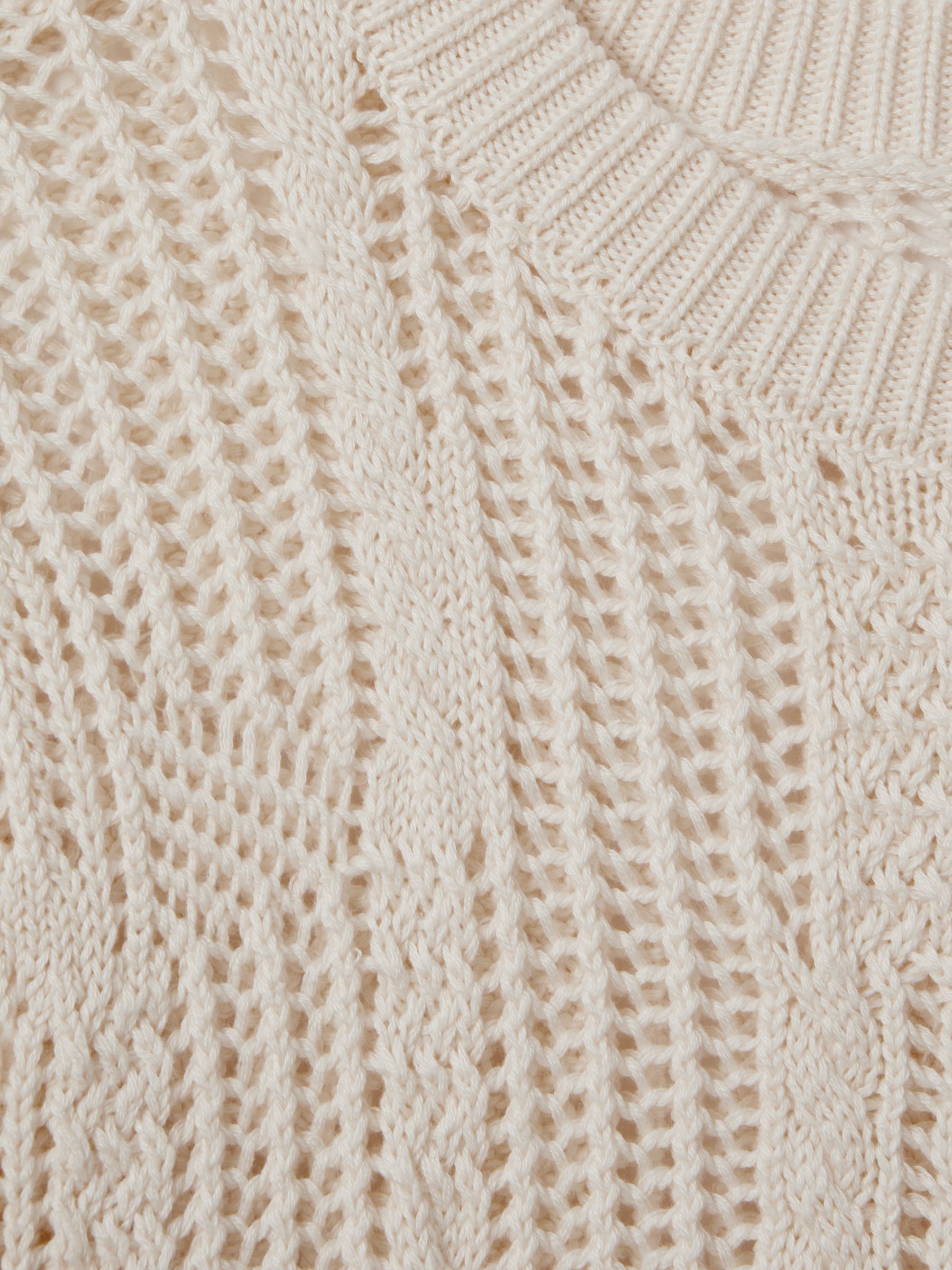 Cotton Blend Open Stitch Crew Neck Jumper in Ivory - Image 6 of 6