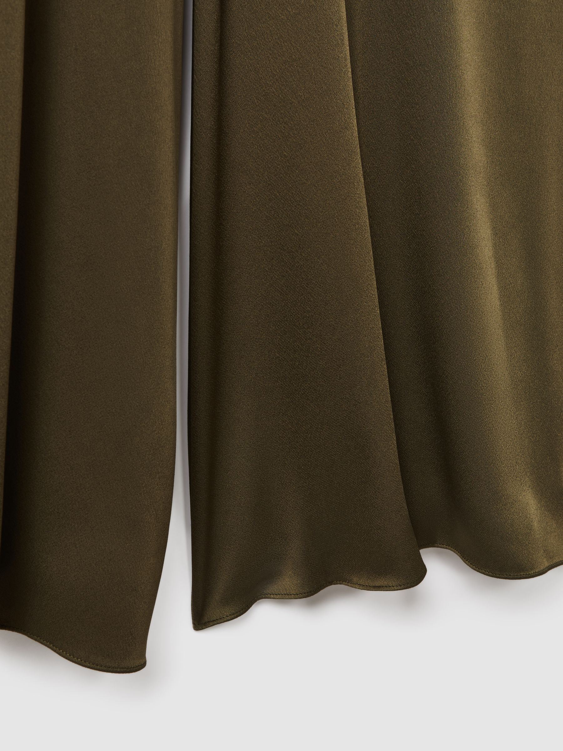 Florere Wide Leg Satin Trousers in Dark Khaki - Image 5 of 5