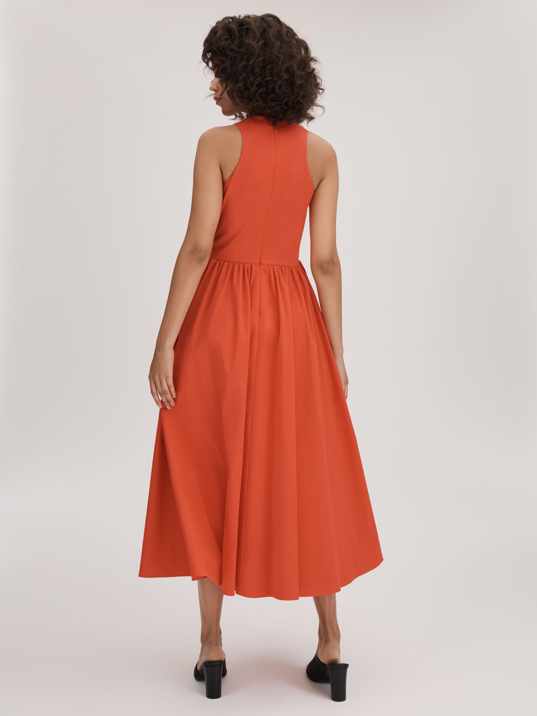 Florere Side Tie Midi Dress in Deep Coral - Image 4 of 6