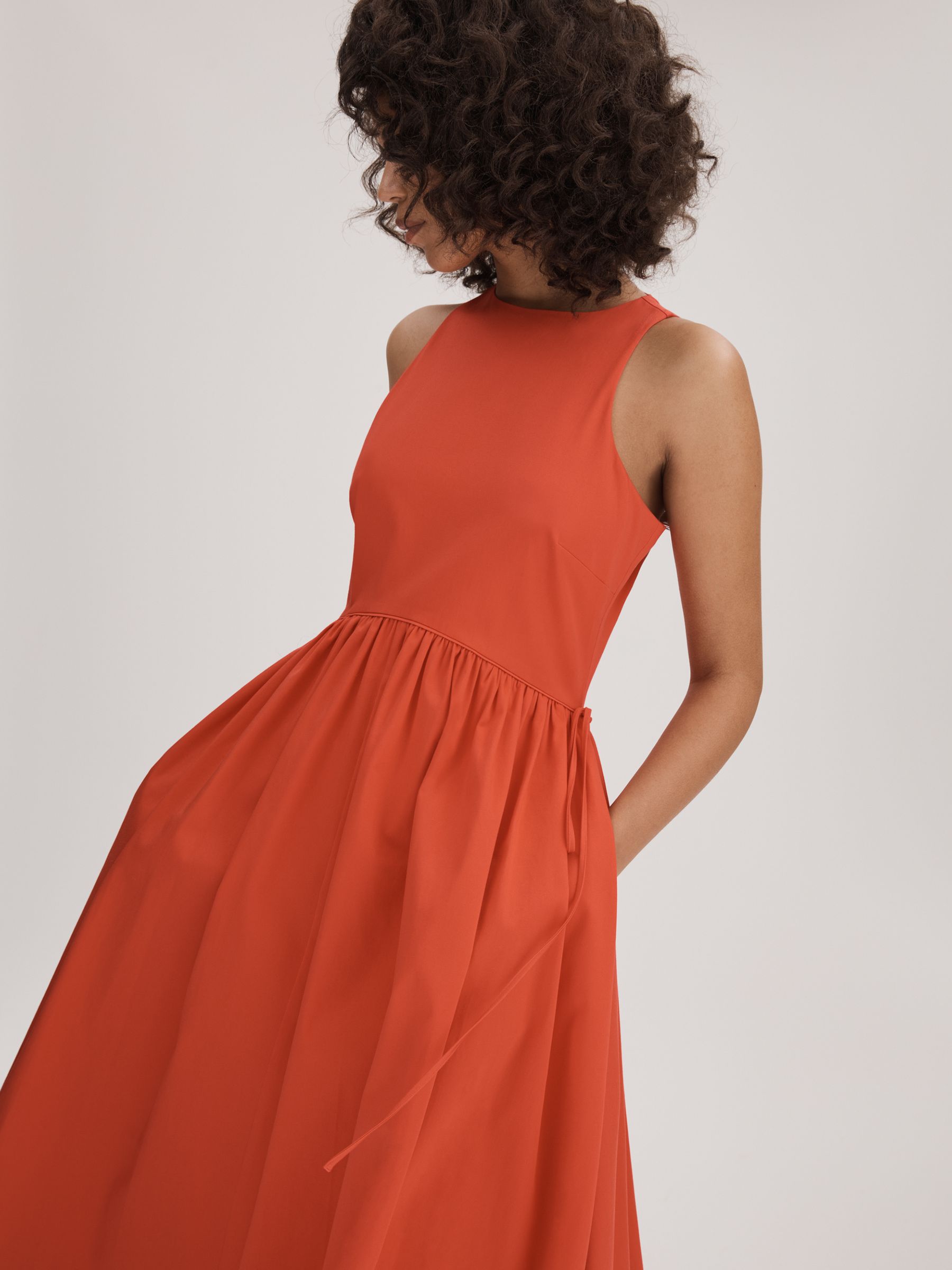 Florere Side Tie Midi Dress in Deep Coral - Image 5 of 6