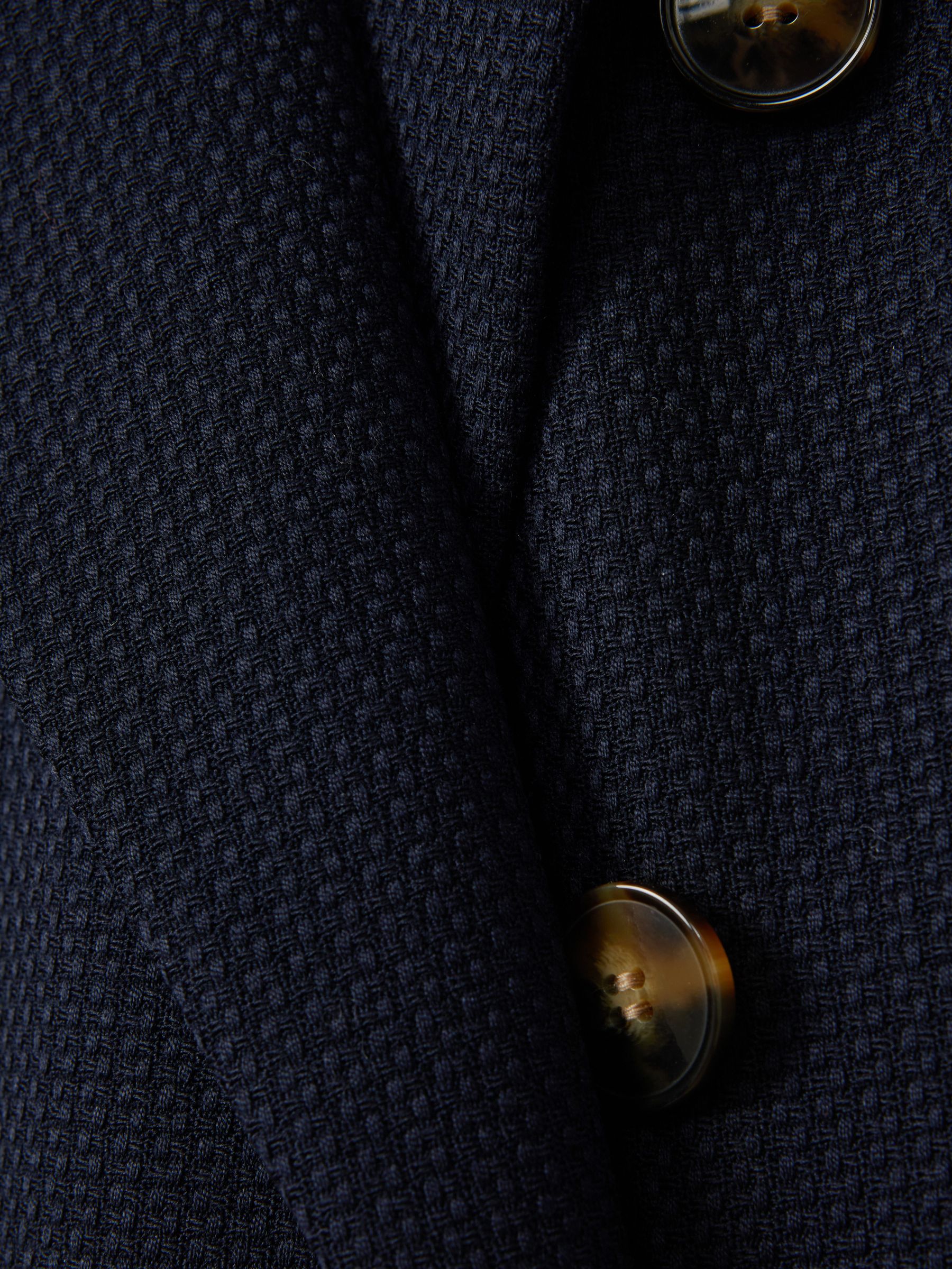 Lana Navy Tailored Textured Wool Blend Double Breasted Blazer - Image 7 of 7