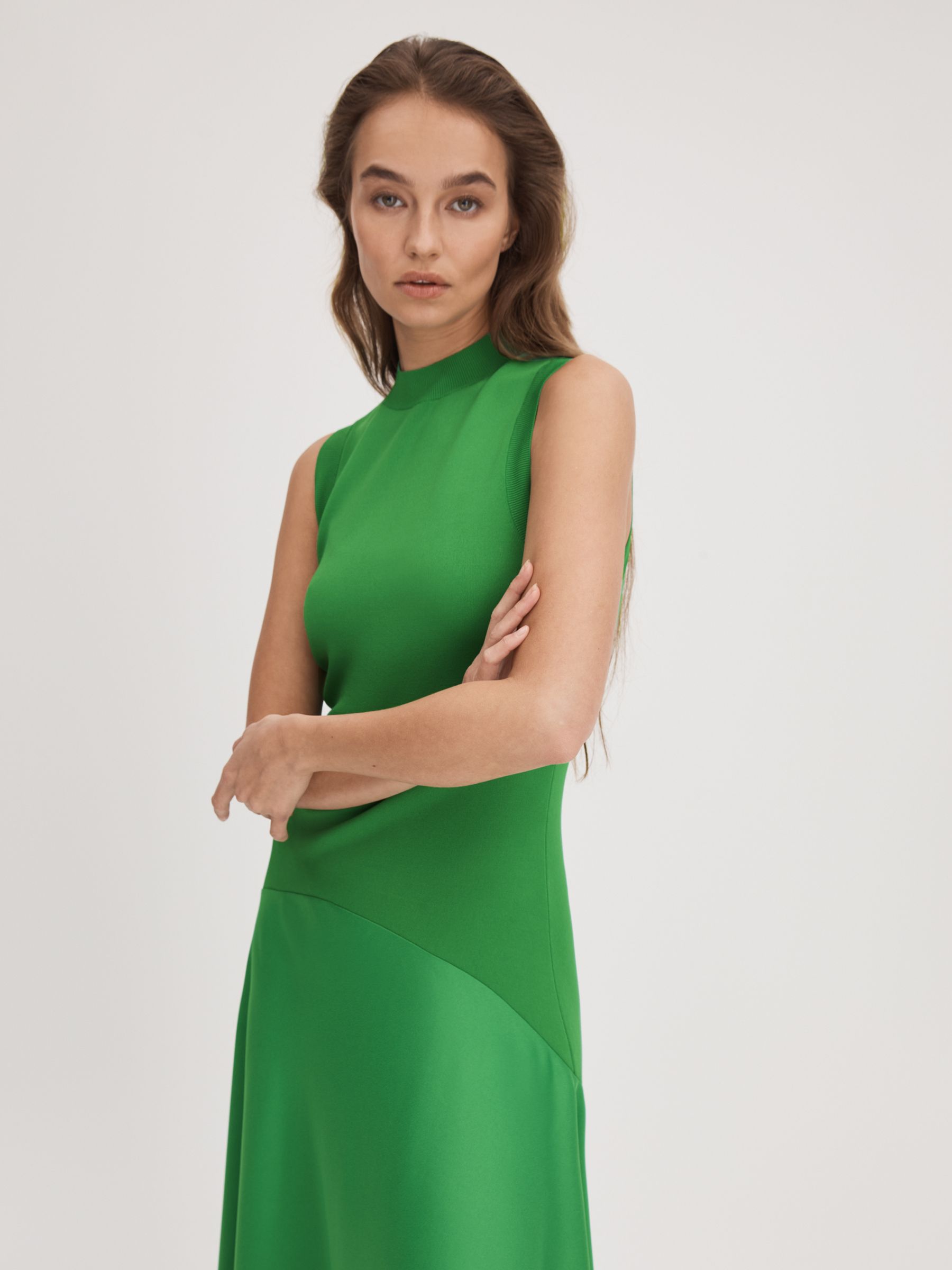 Florere Fit-and-Flare Midi Dress in Bright Green - Image 3 of 7