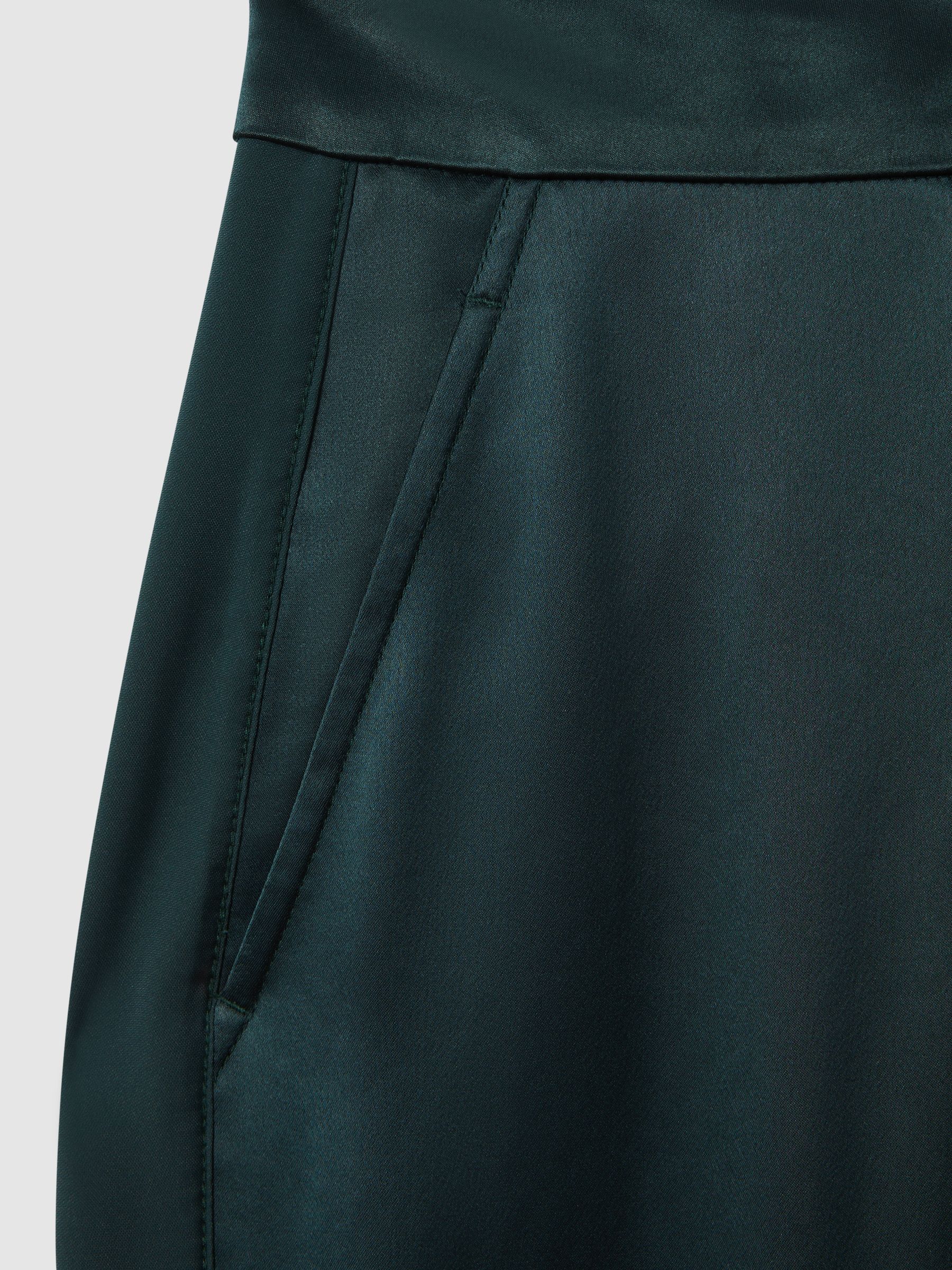 Satin Wide Leg Trousers in Green - Image 6 of 6