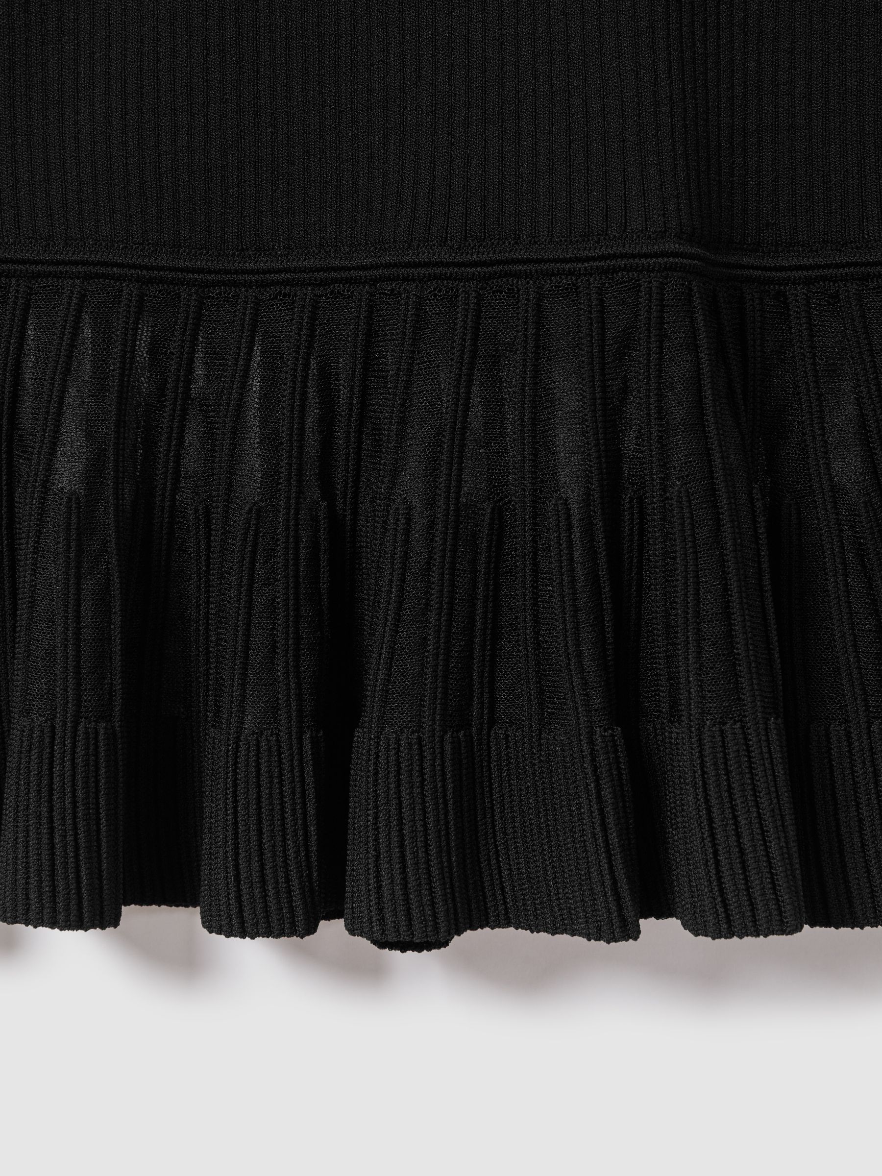 Knitted Sheer Flared Mini Dress in Black - Image 6 of 6