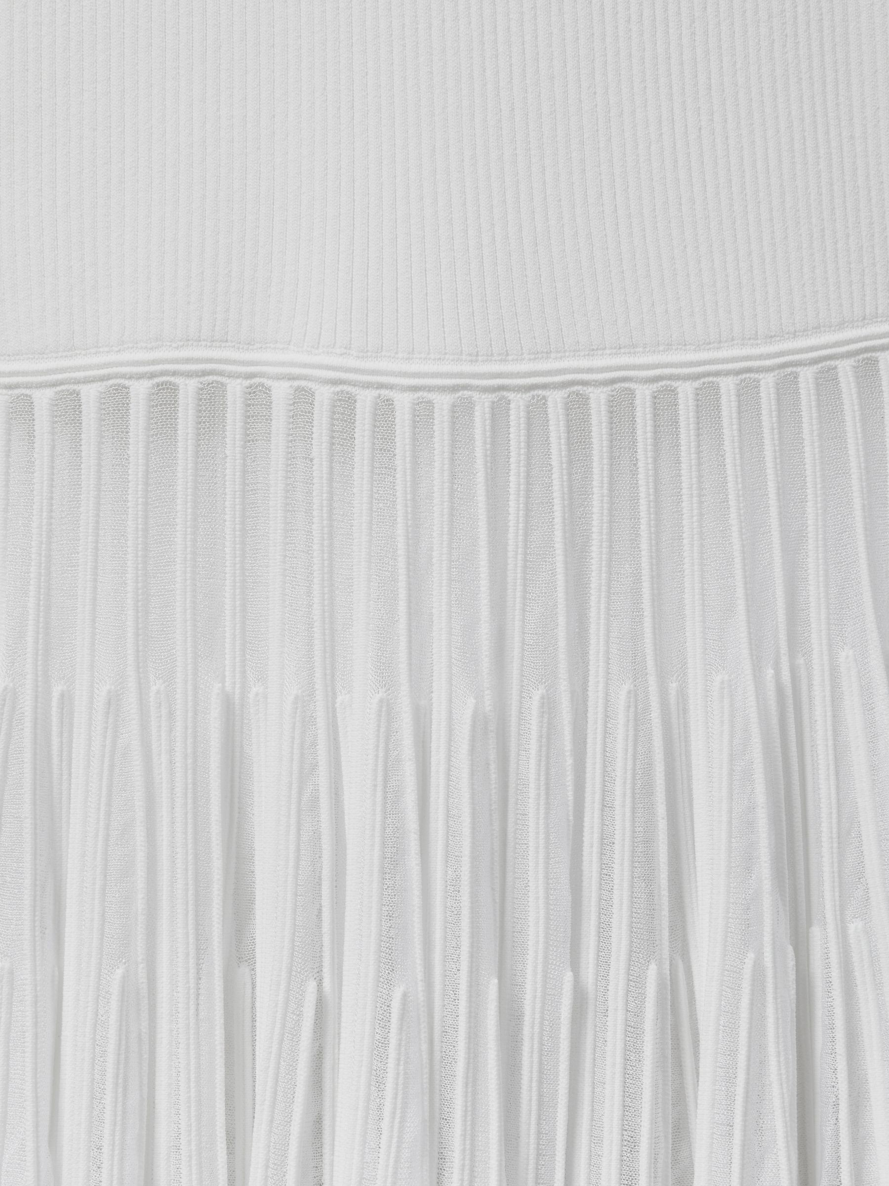 Knitted Sheer Flared Midi Dress in Cream - Image 6 of 6