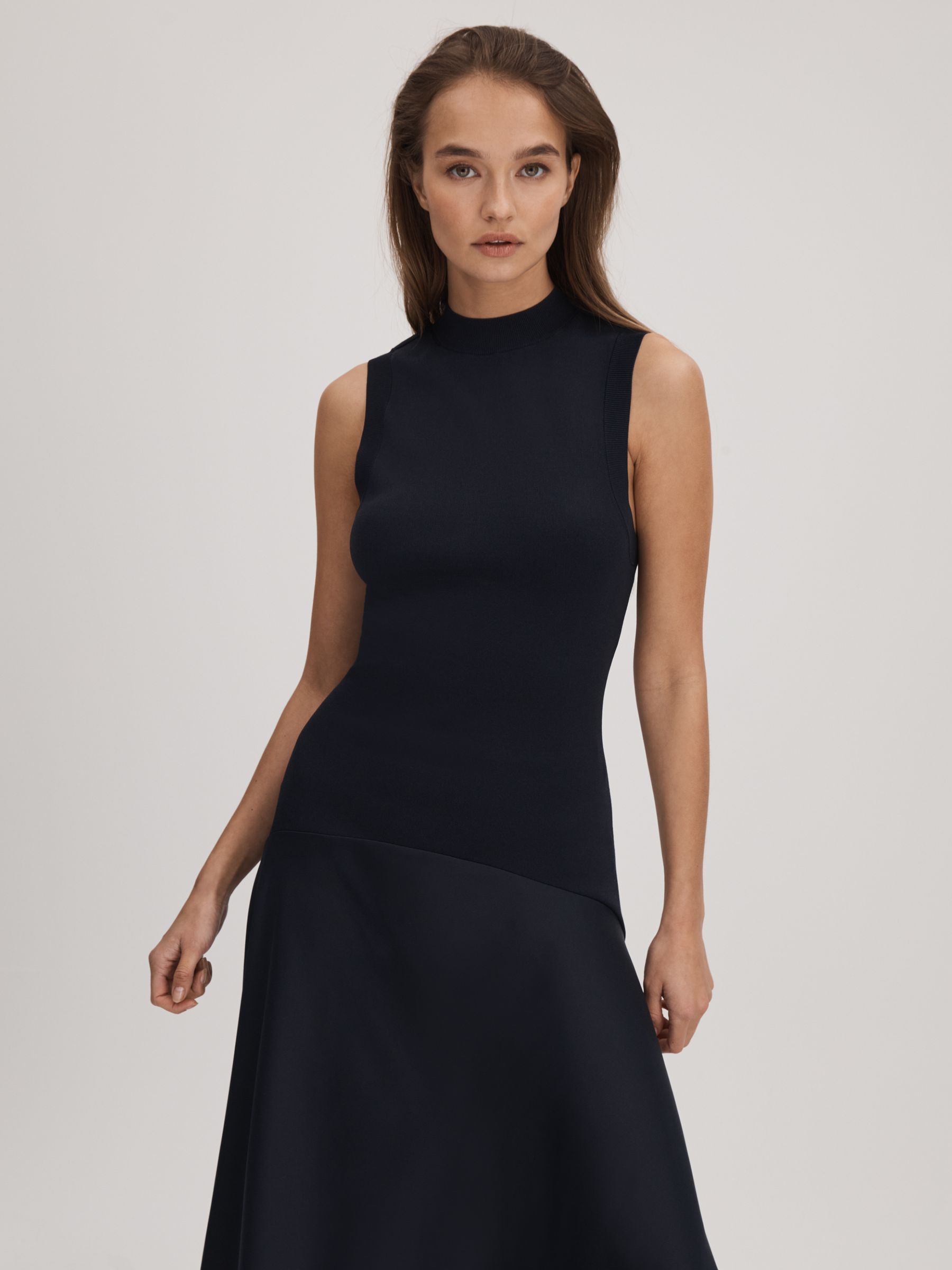 Florere Fit-and-Flare Midi Dress in Navy - Image 3 of 7