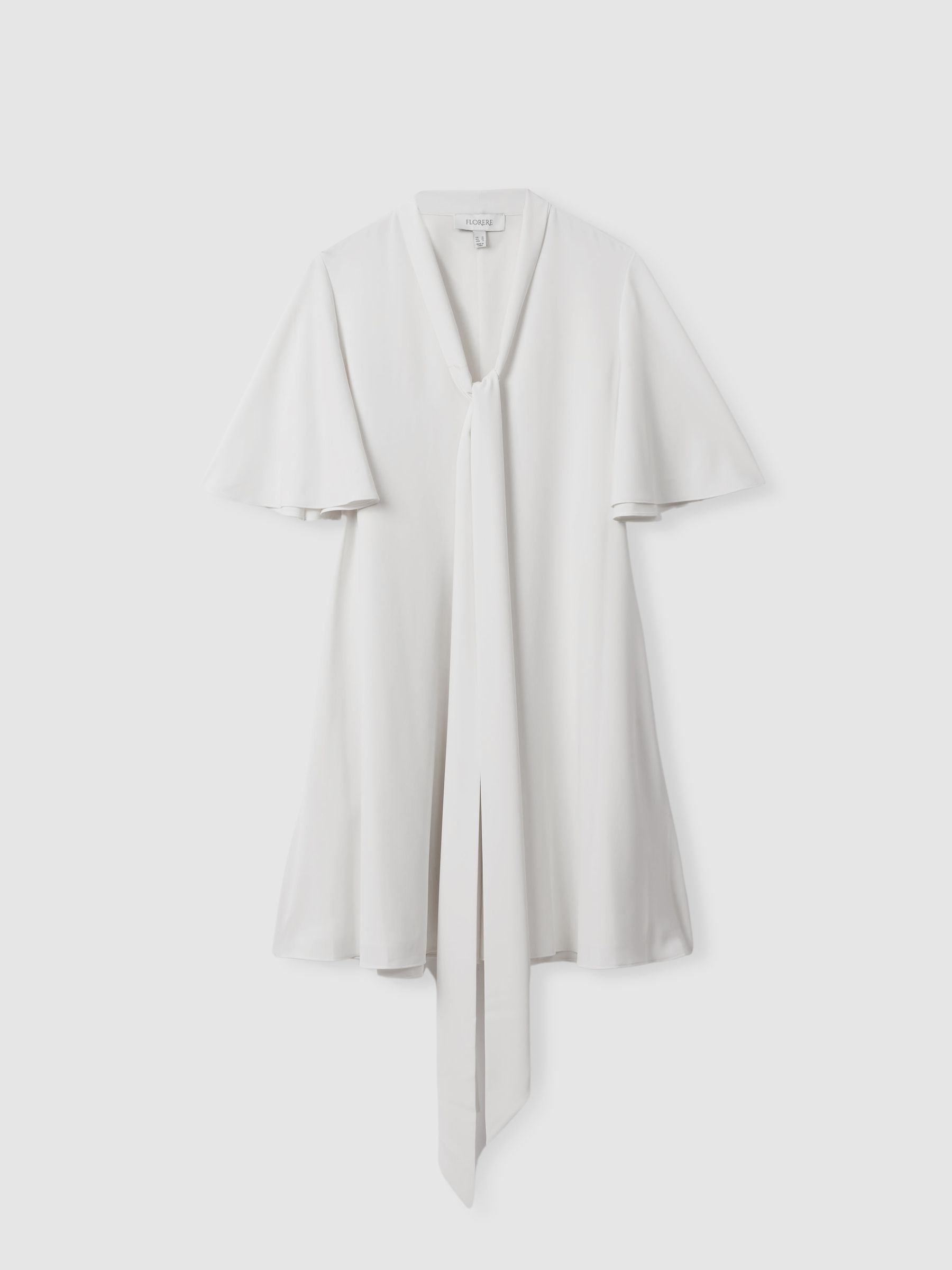 Florere Tie Neck Mini Dress in Ivory - Image 2 of 6
