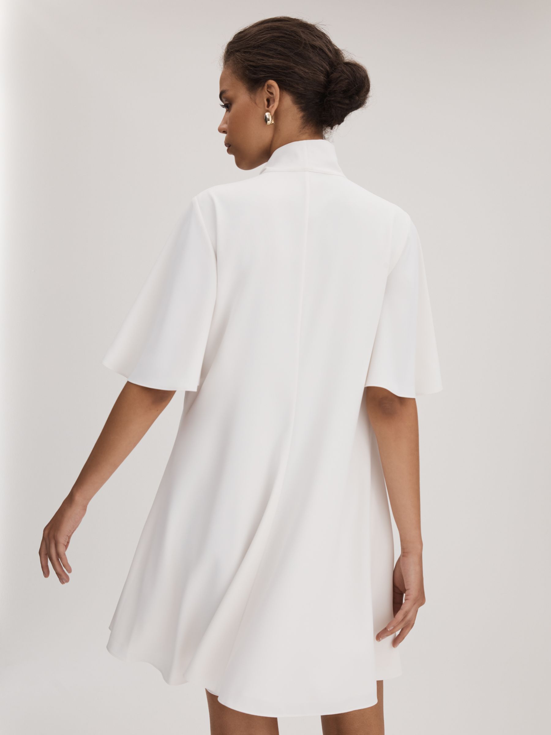 Florere Tie Neck Mini Dress in Ivory - Image 4 of 6