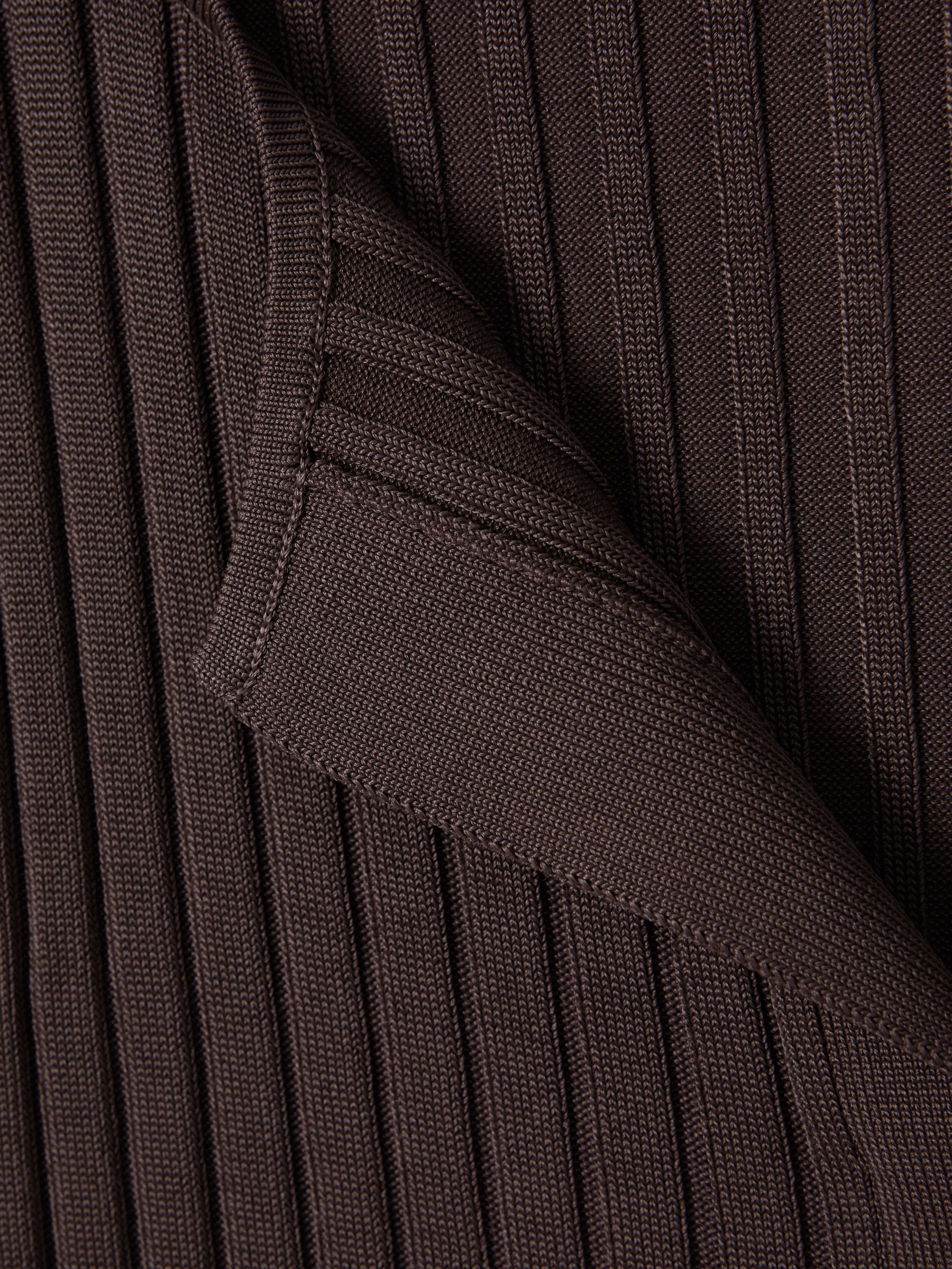 Ribbed Open Collar Top in Burgundy - Image 6 of 6