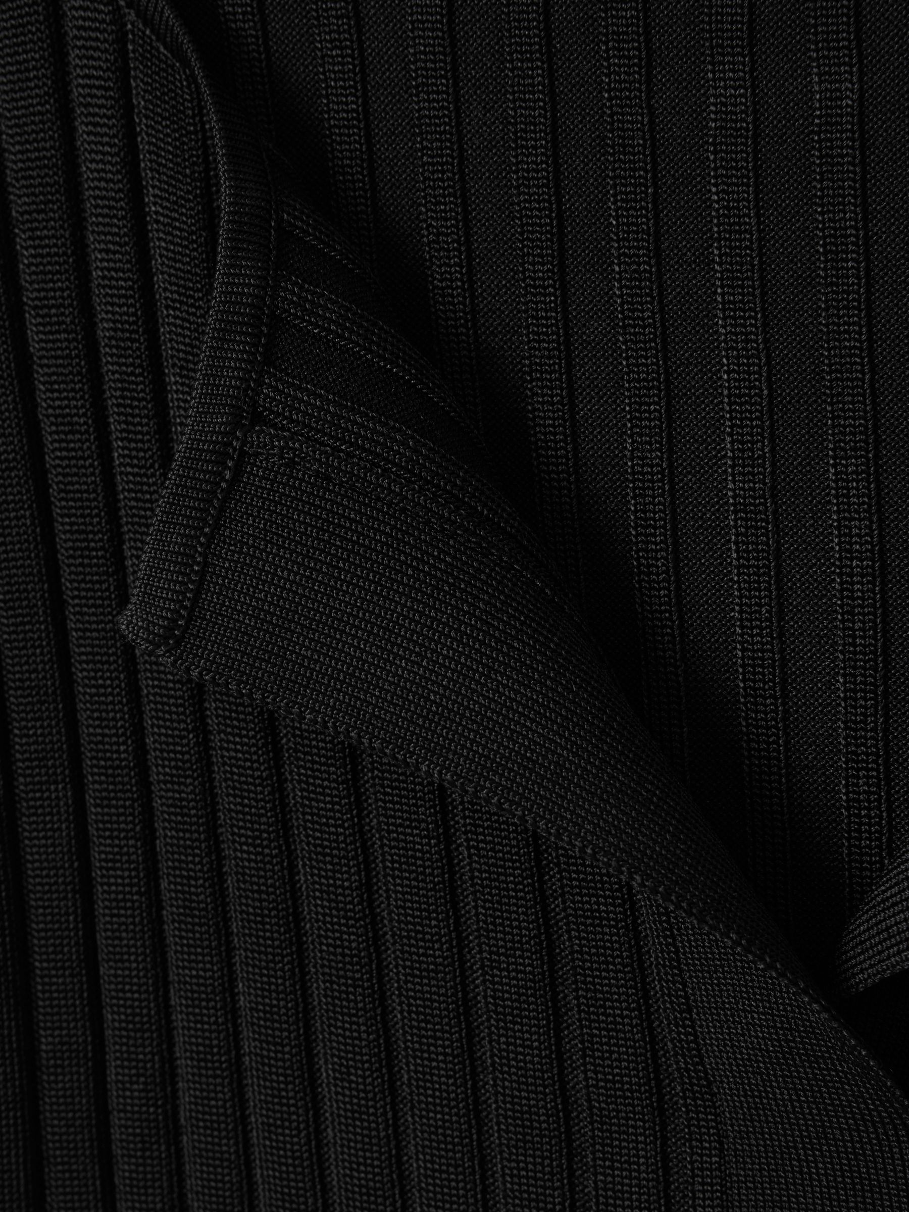 Ribbed Open Collar Top in Black - Image 7 of 7