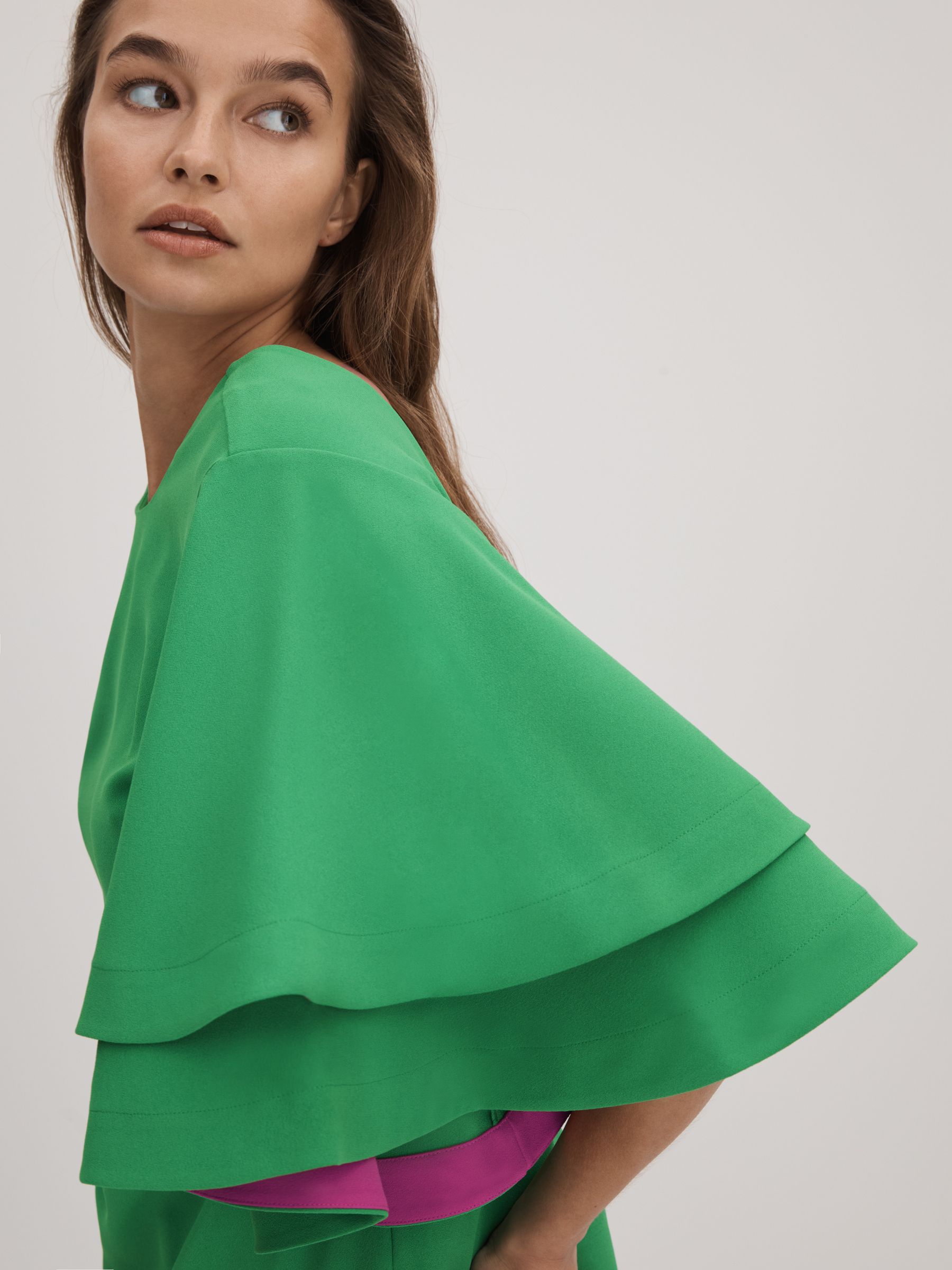 Florere Layered Sleeve Blouse in Bright Green - Image 4 of 6