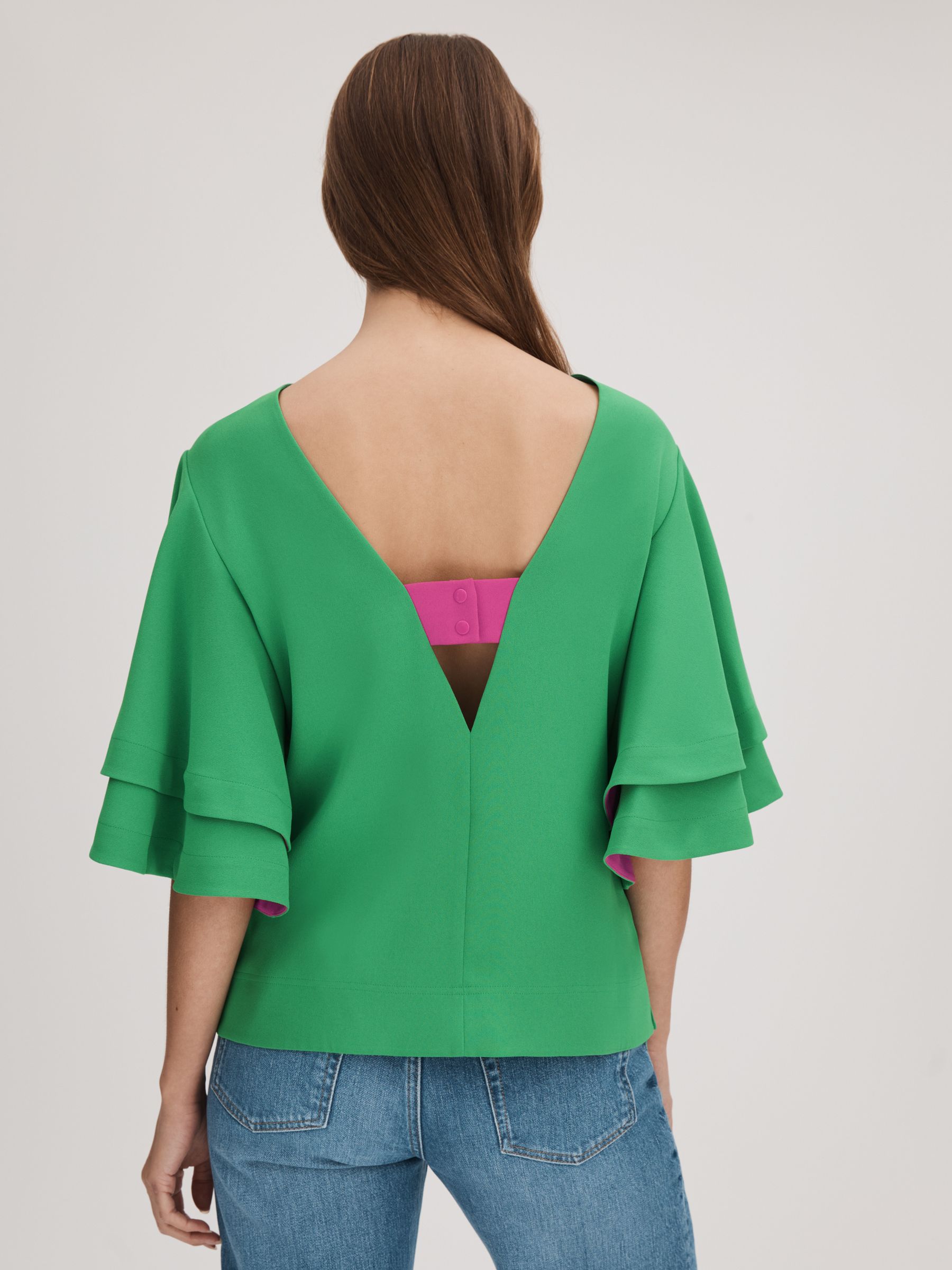 Florere Layered Sleeve Blouse in Bright Green - Image 5 of 6