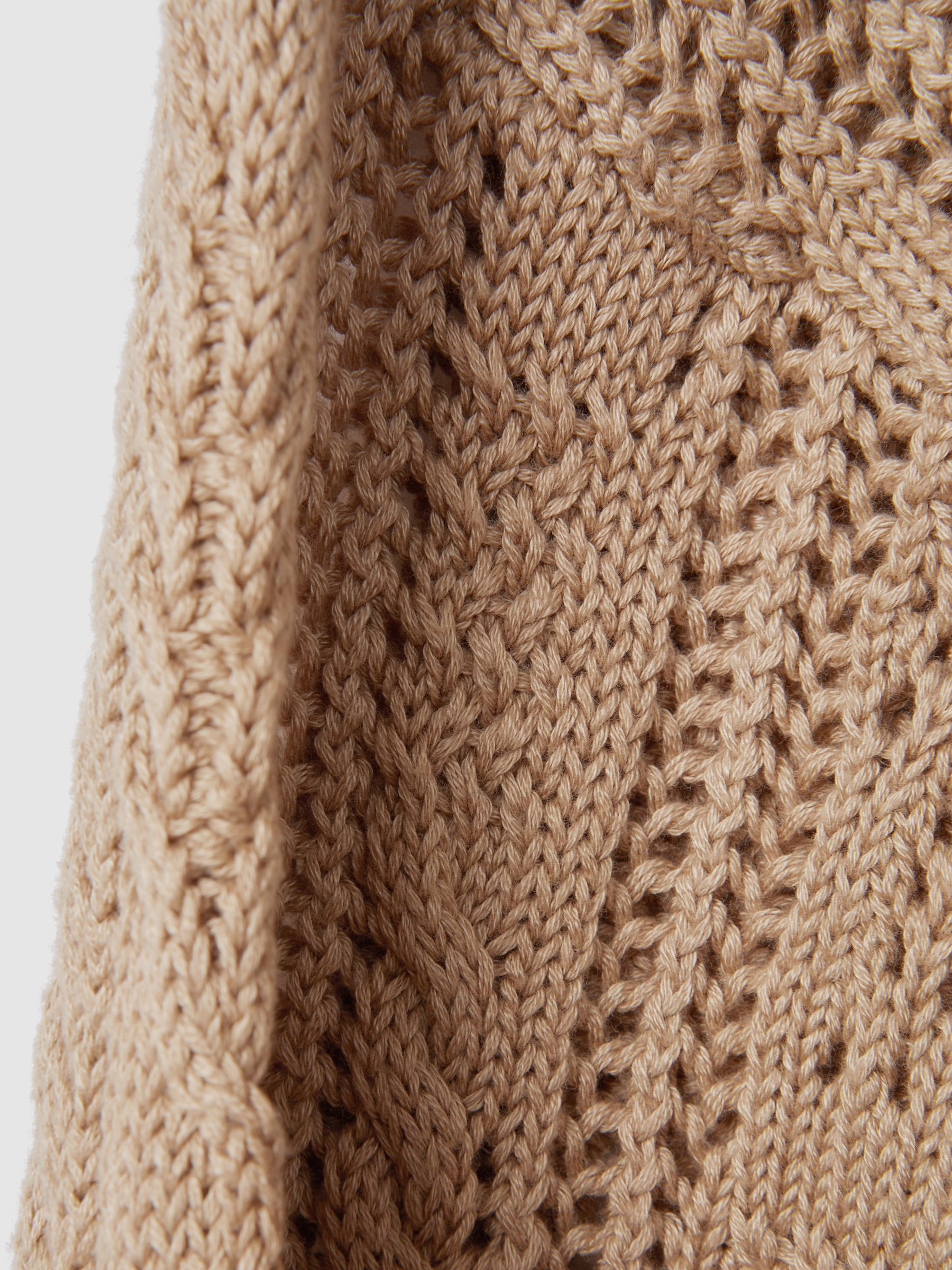Cotton Blend Open Stitch Cardigan in Neutral - Image 6 of 6