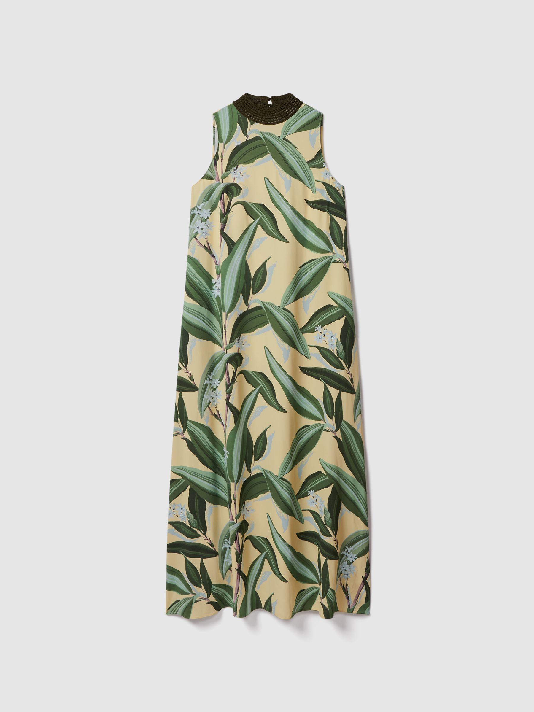 Florere Printed High Neck Maxi Dress in Pale Yellow - Image 2 of 8