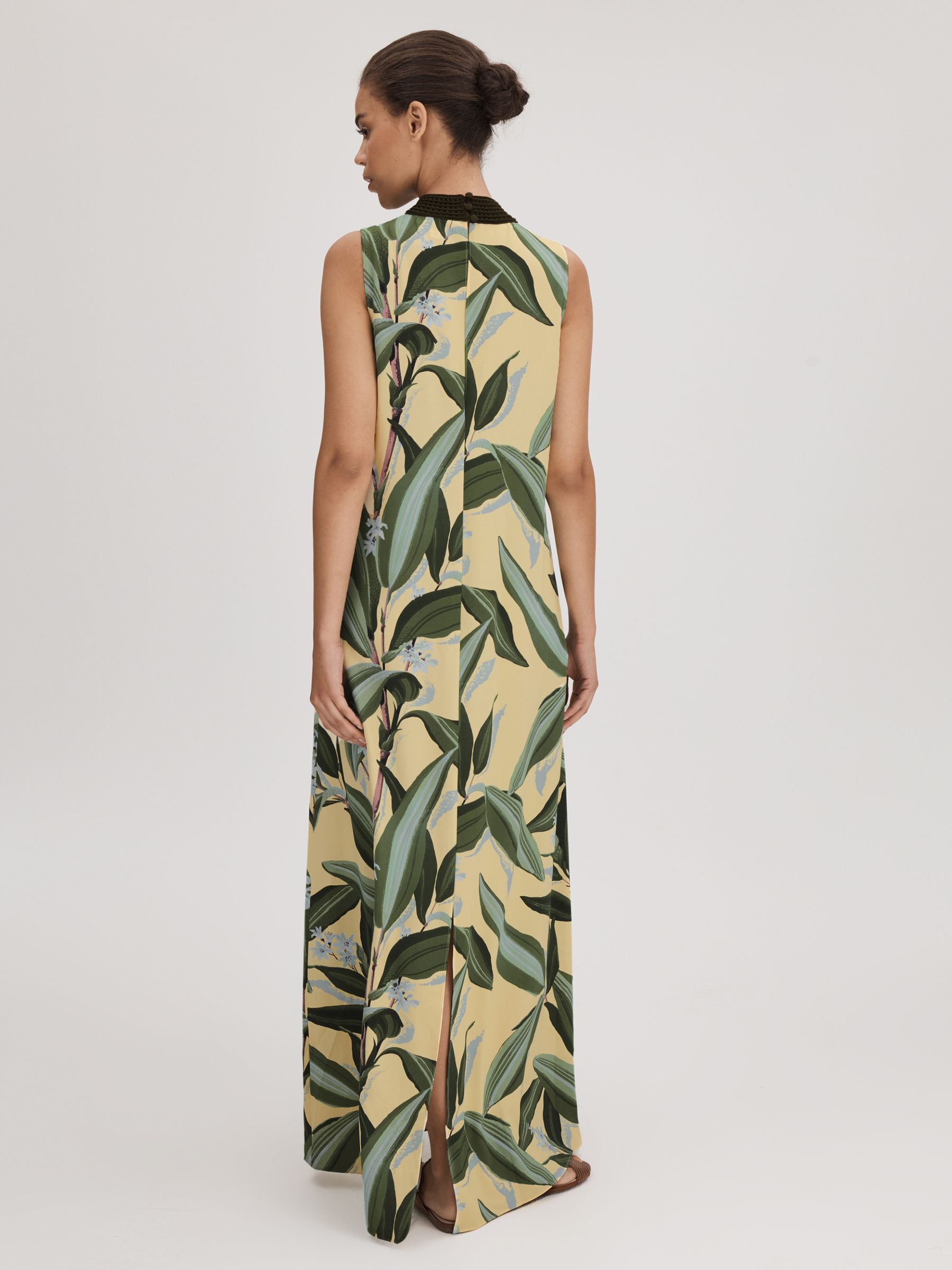 Florere Printed High Neck Maxi Dress in Pale Yellow - Image 6 of 8