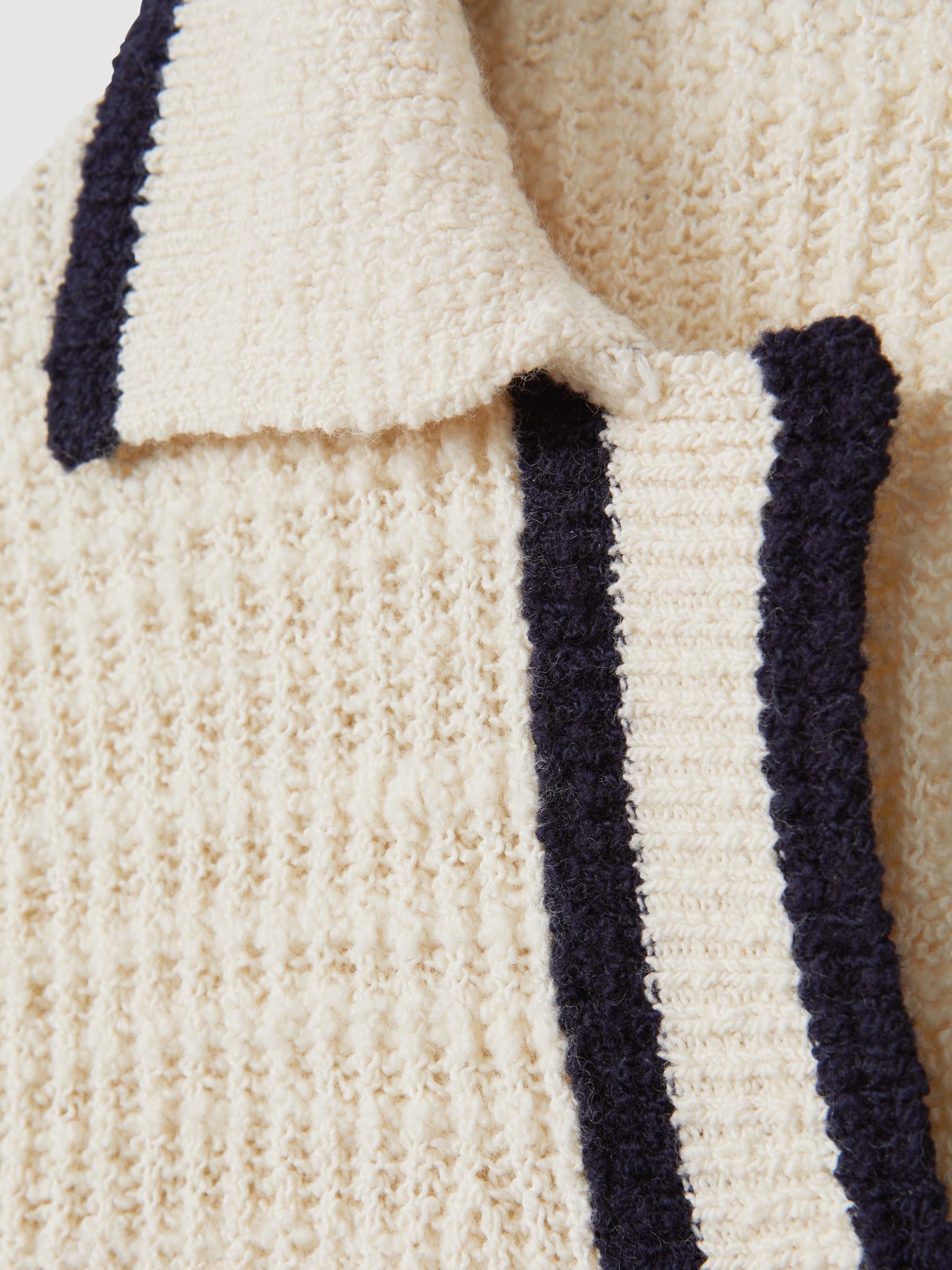 Wool Blend Open Collar Jumper in Cream/Navy - Image 6 of 6