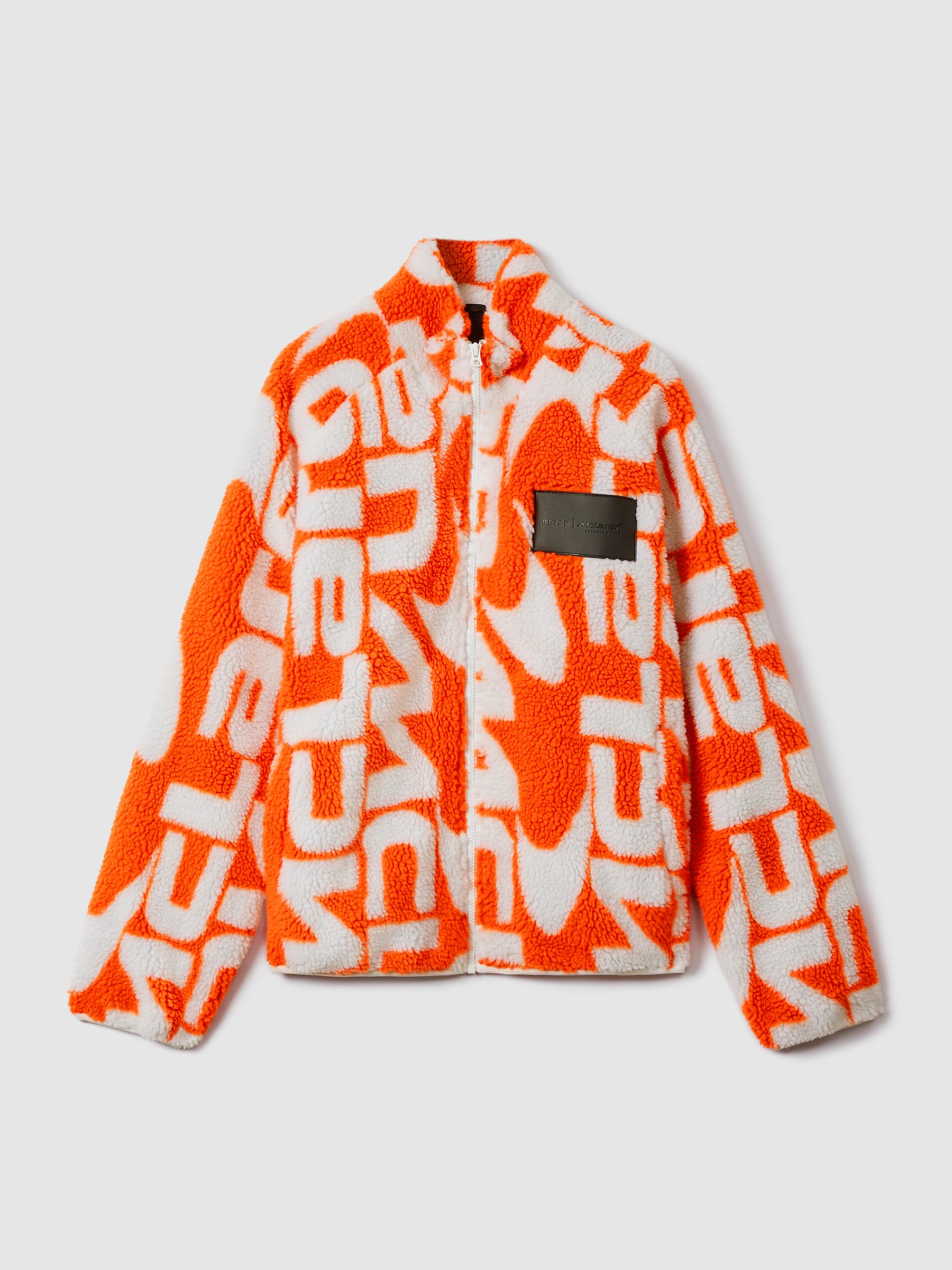 McLaren F1 Zip-Through Fleece Jacket in Papaya/White - Image 2 of 12