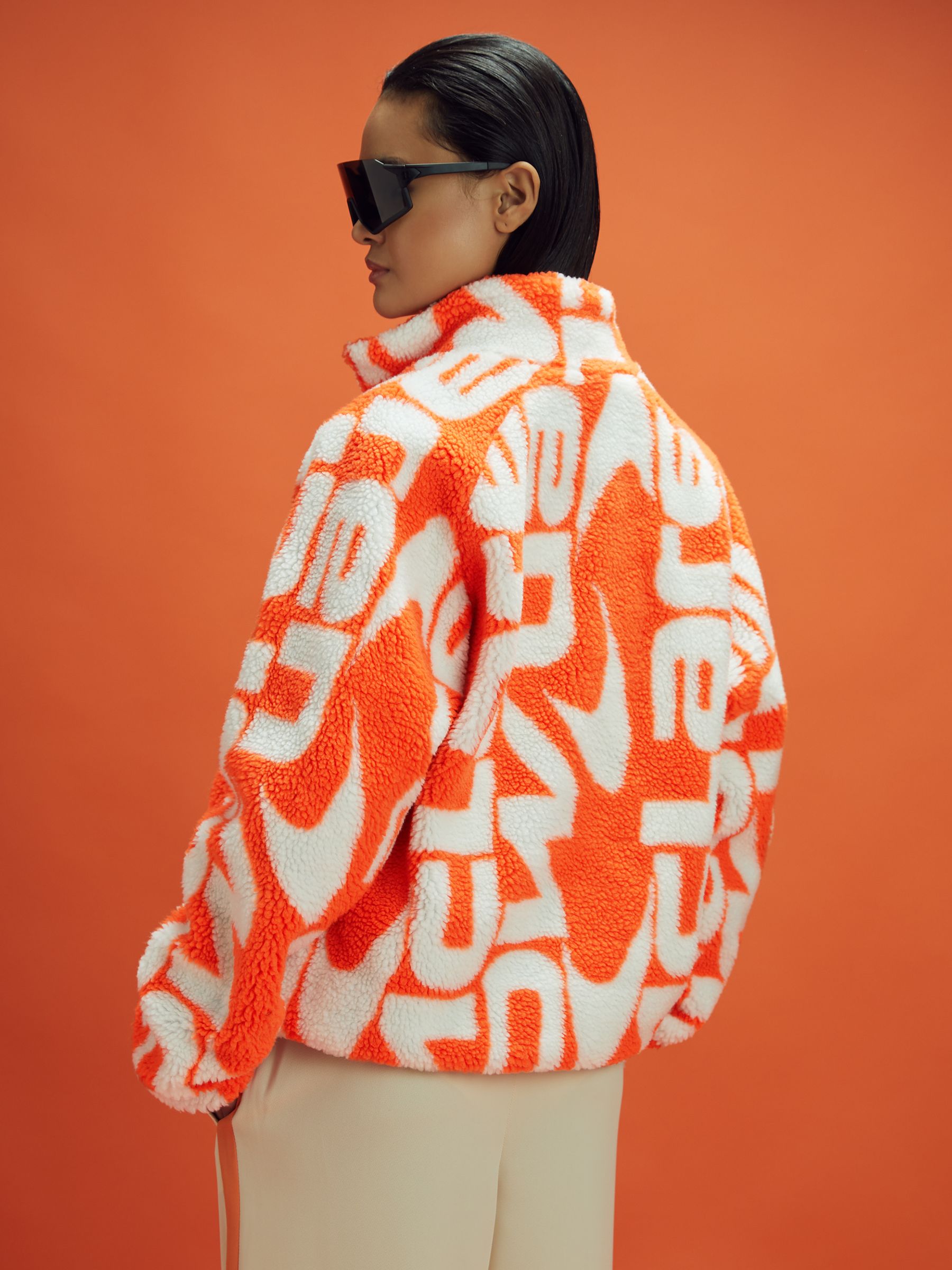 McLaren F1 Zip-Through Fleece Jacket in Papaya/White - Image 6 of 12