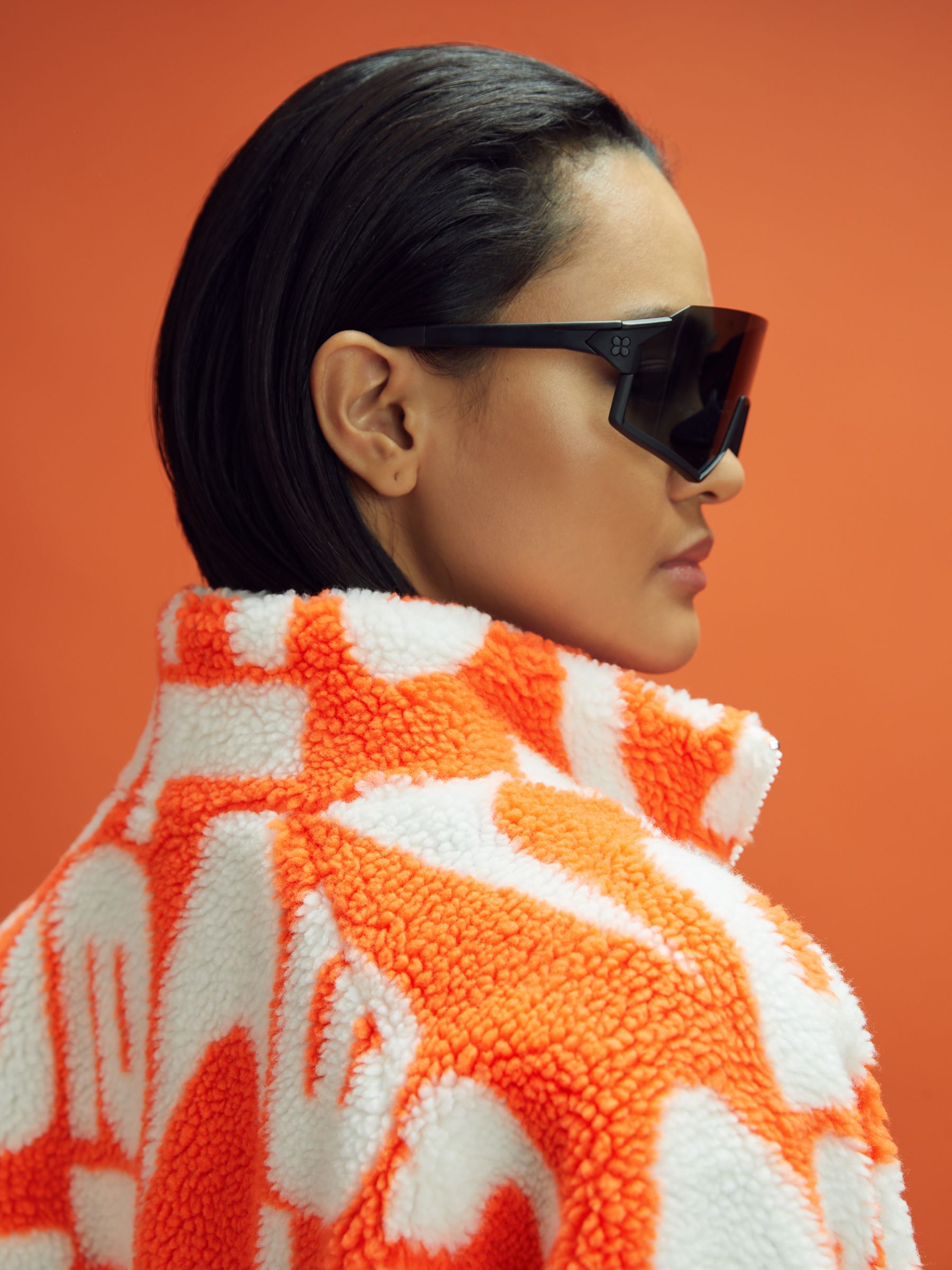 McLaren F1 Zip-Through Fleece Jacket in Papaya/White - Image 7 of 12