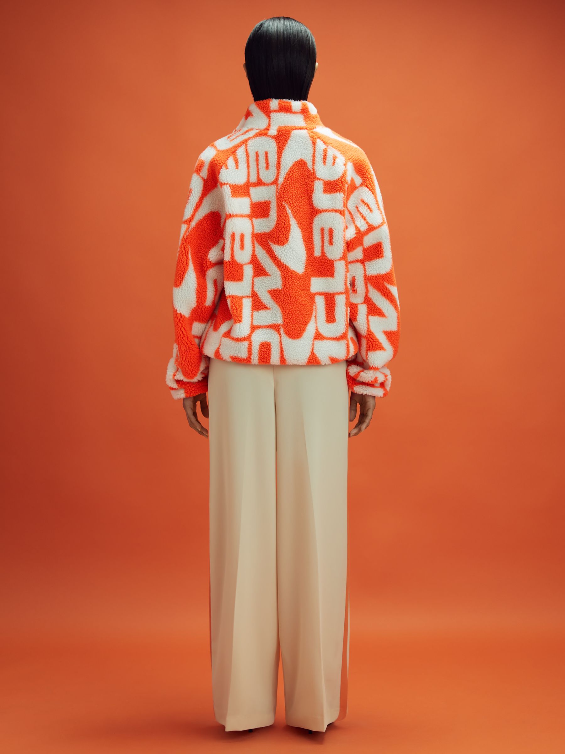 McLaren F1 Zip-Through Fleece Jacket in Papaya/White - Image 8 of 12