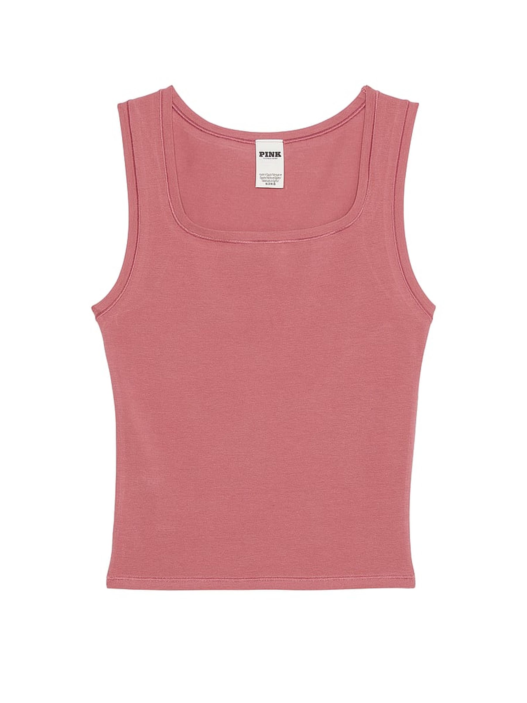 Soft Begonia Pink Cotton Tank Top - Image 3 of 3