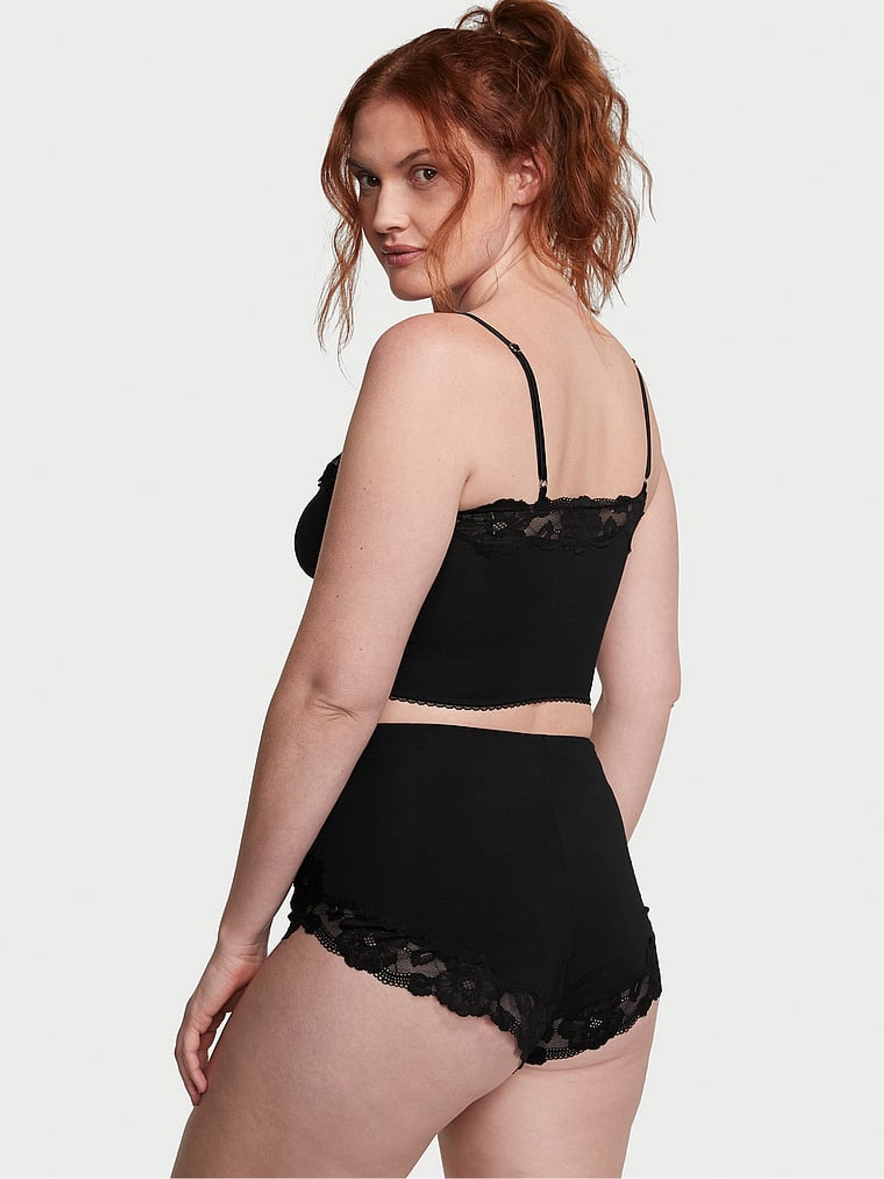 Black Straight Neck Modal Cami Set - Image 2 of 3