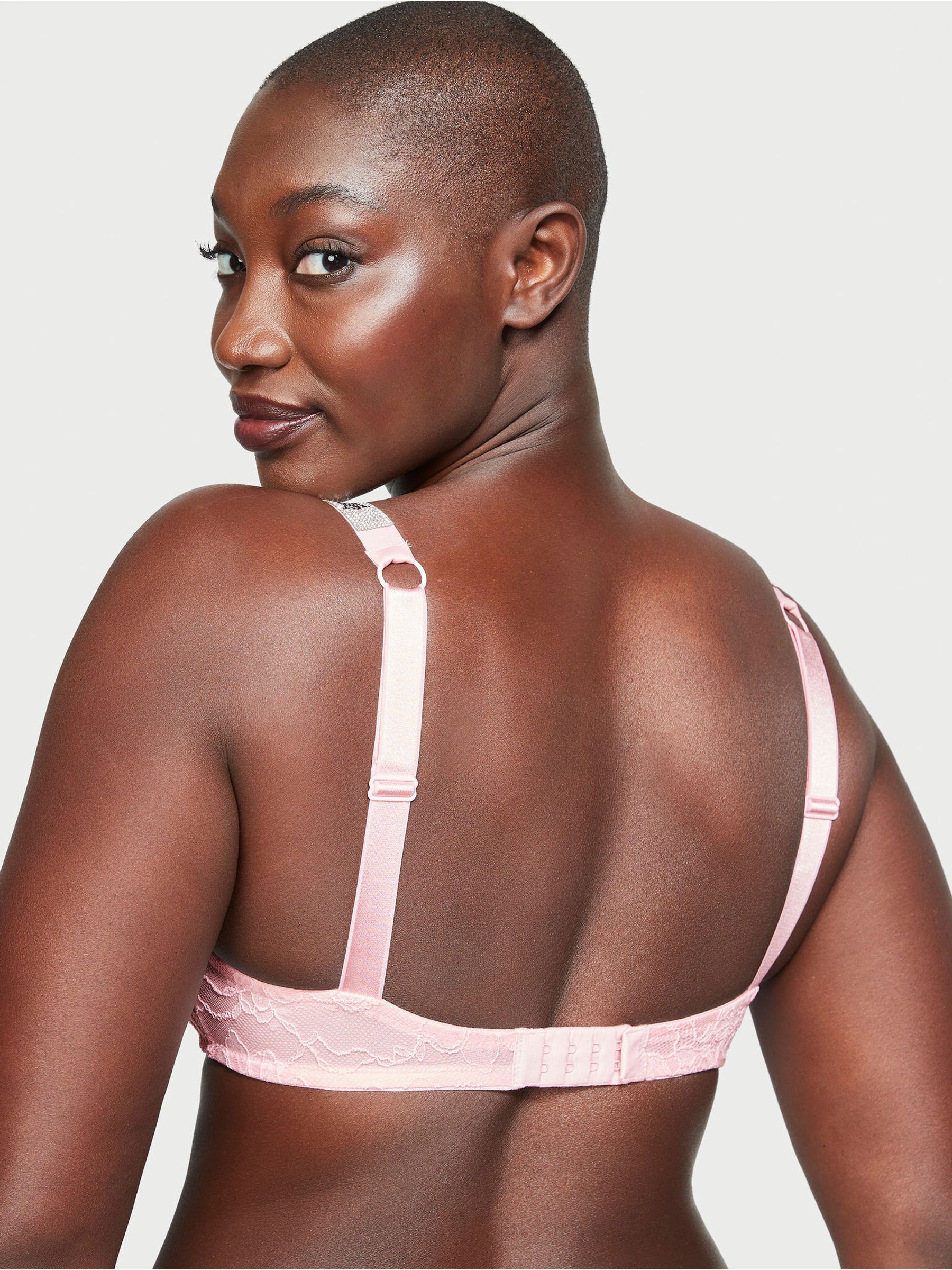 Pretty Blossom Pink Lace Shine Strap Bralette - Image 2 of 3