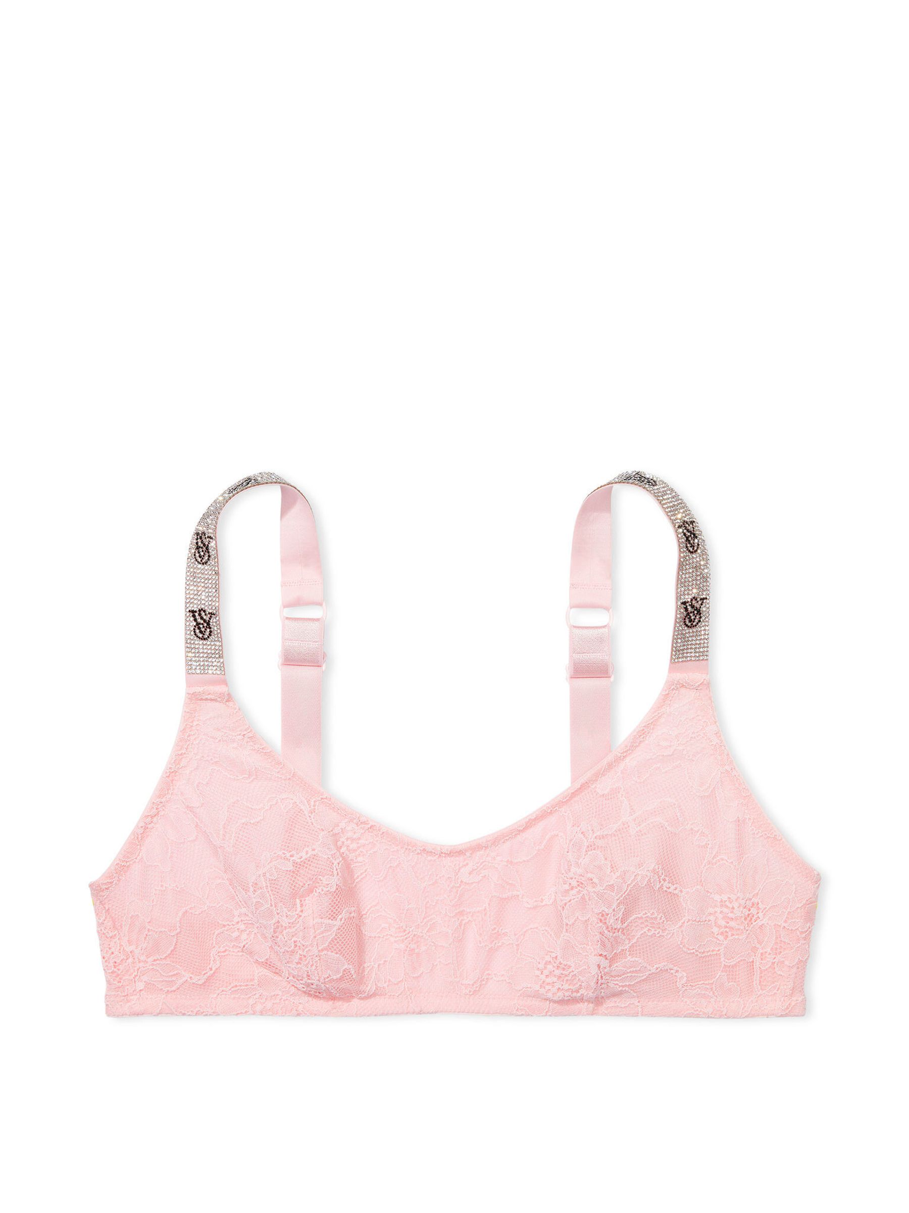 Pretty Blossom Pink Lace Shine Strap Bralette - Image 3 of 3