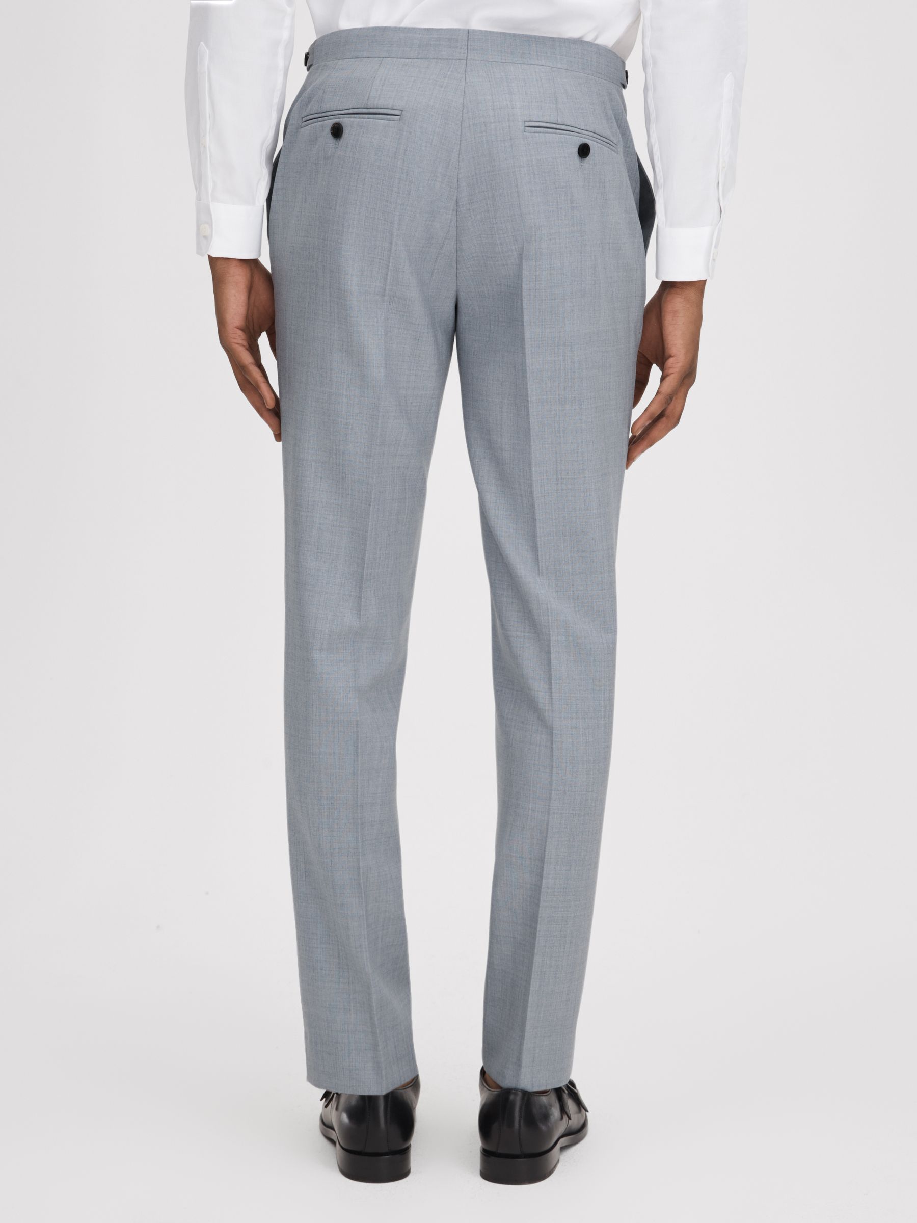 Slim Fit Wool Adjuster Trousers in Soft Blue - Image 5 of 5