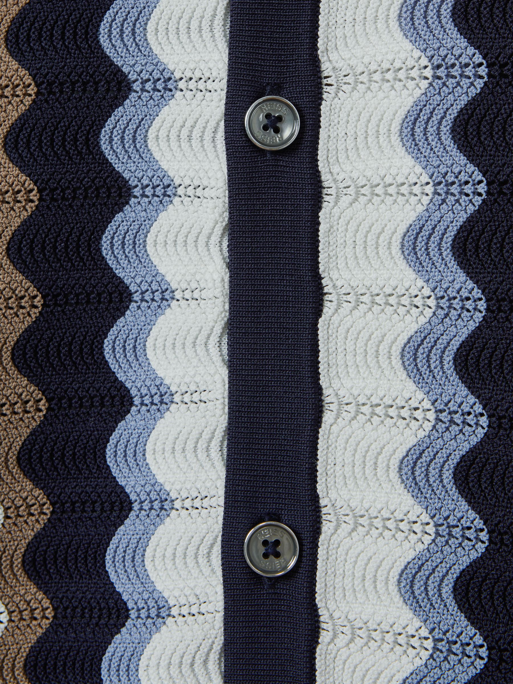 Knitted Cuban Collar Shirt in Blue Multi - Image 7 of 7