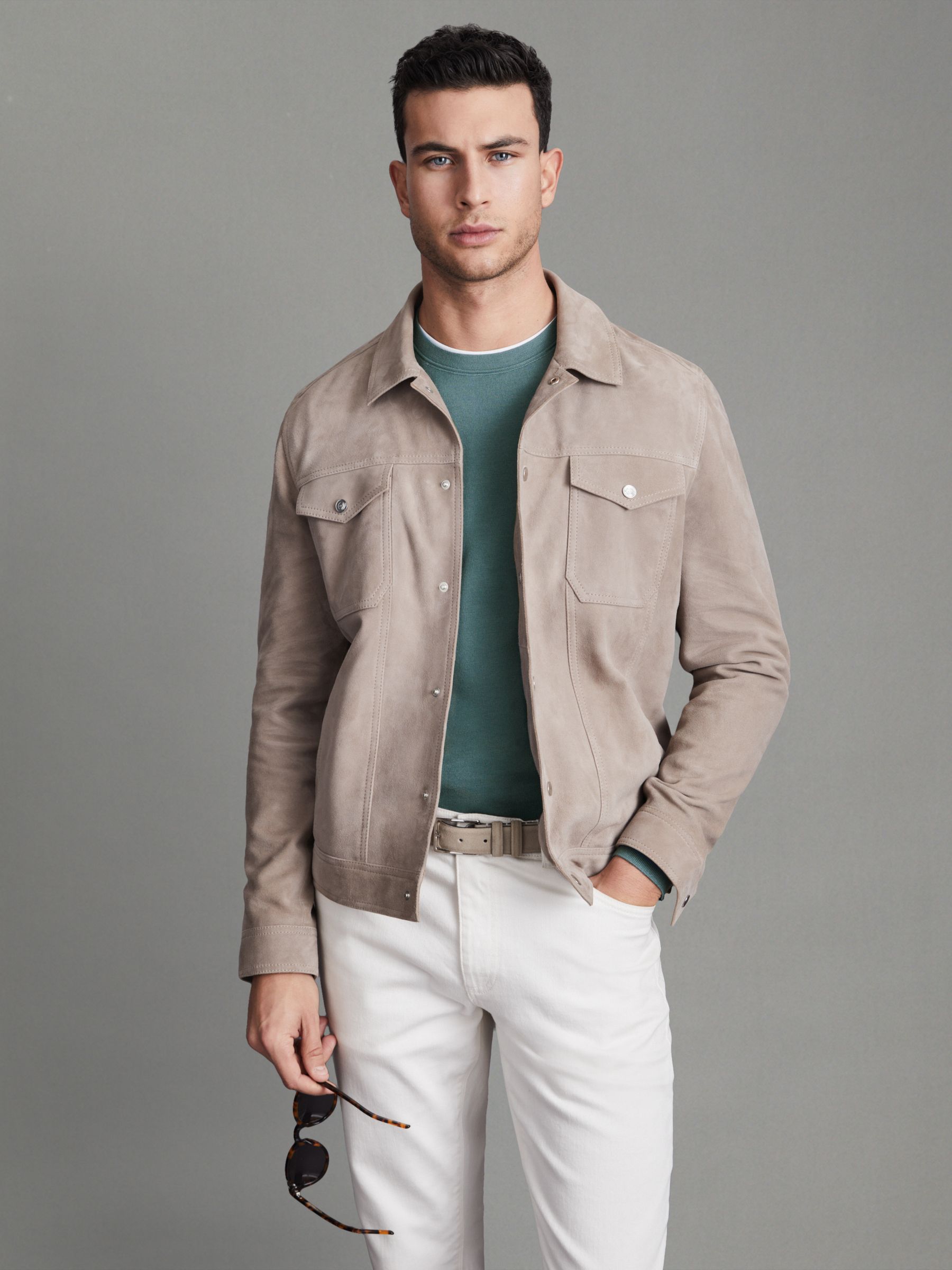 Merino Wool Crew Neck Jumper in Ocean Green - Image 6 of 6