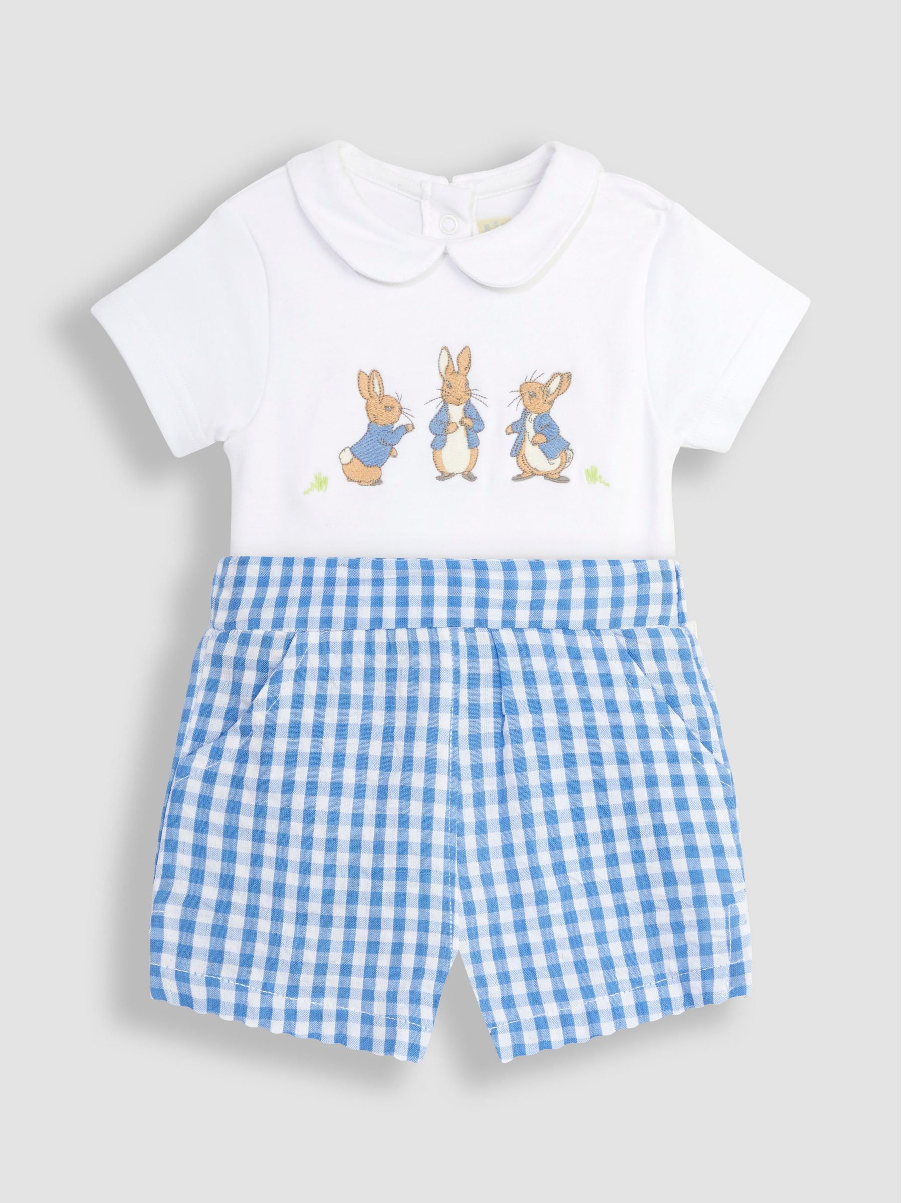 White 2-Piece Peter Rabbit Embroidered Bodysuit & Shorts Set - Image 1 of 4