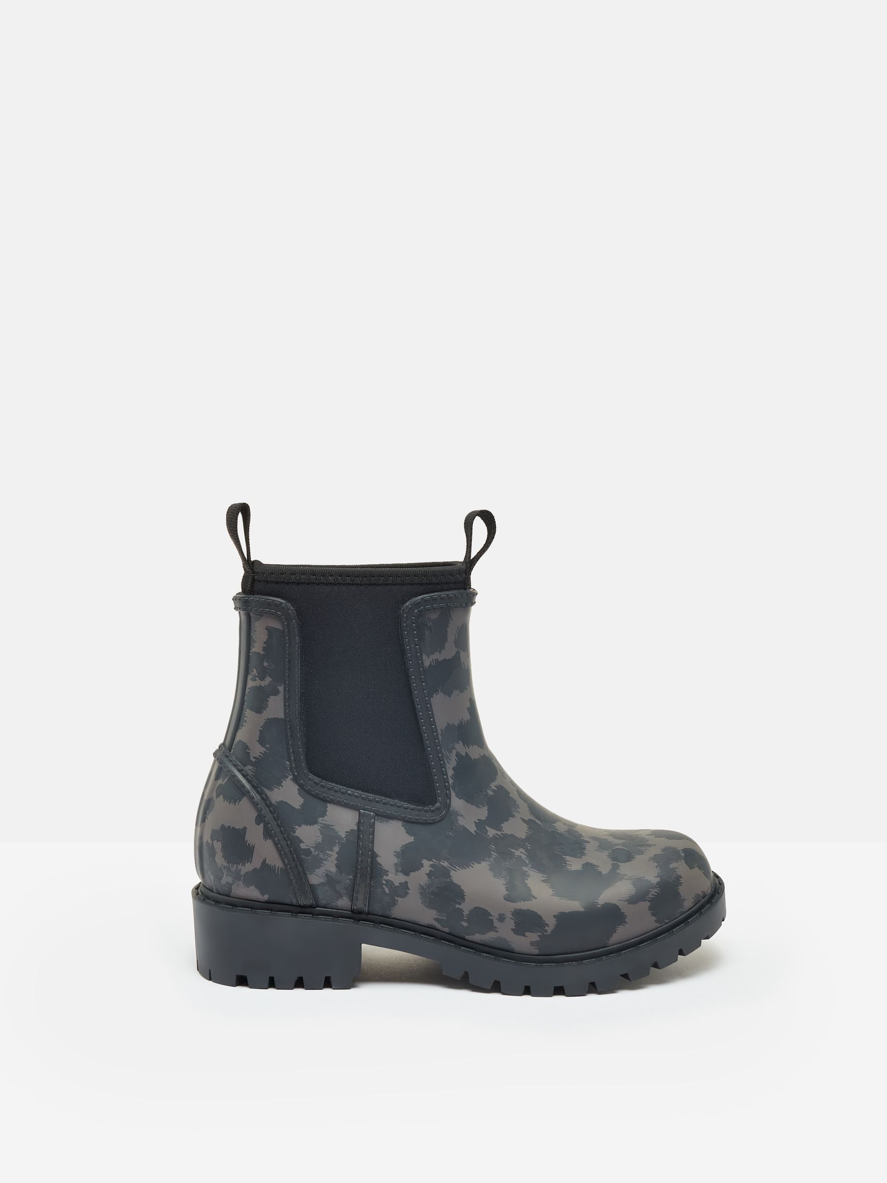 Oakfield Black/Animal Short Neoprene-Lined Ankle Wellies Joules