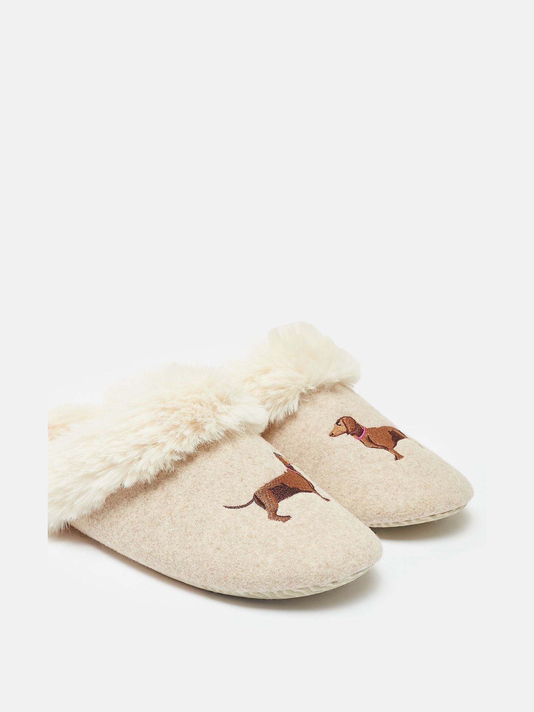 Slippet Luxe Natural Dachshund Embroided Slippers - Image 1 of 7