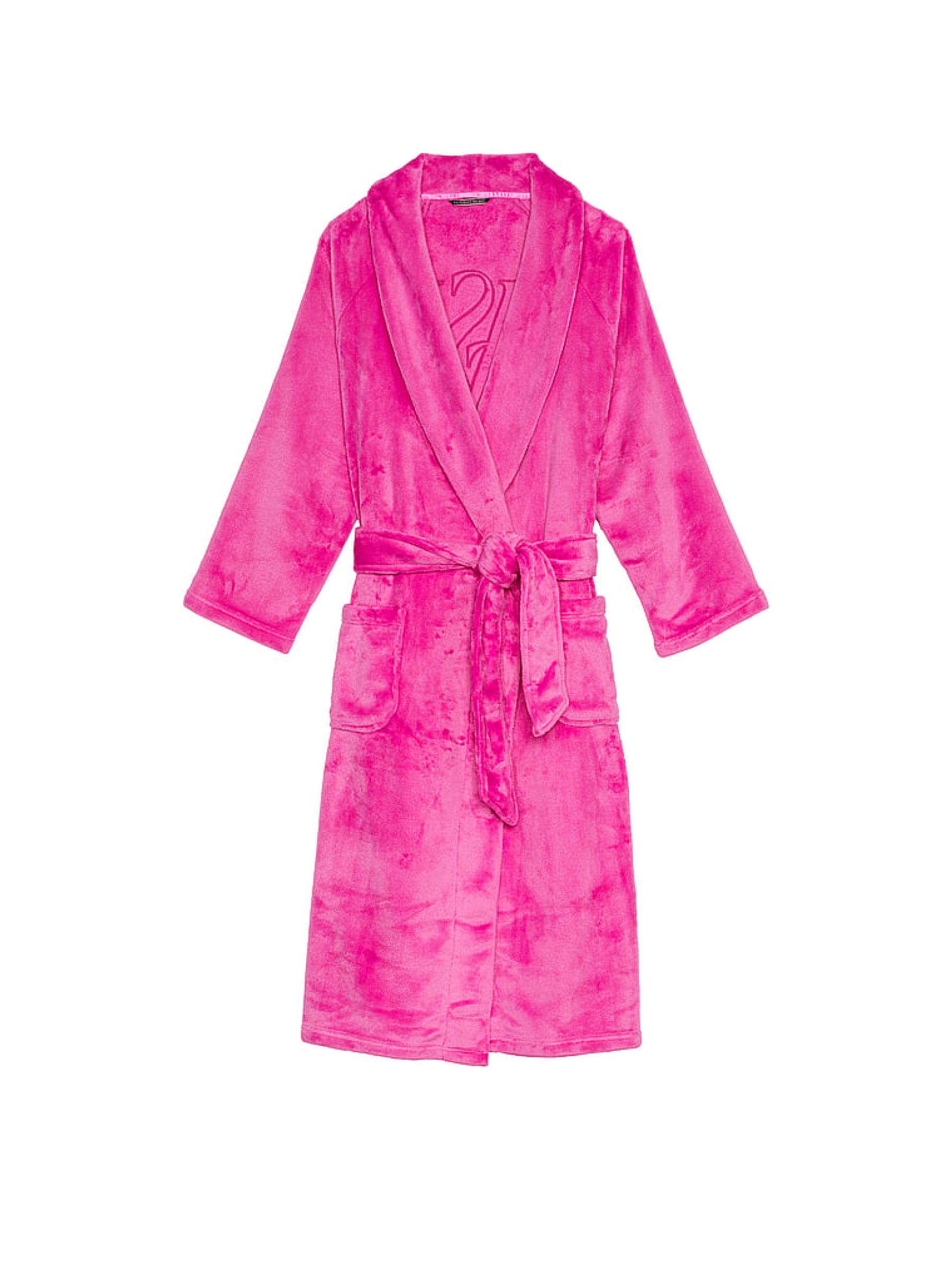 Pink Embossed Logo Cosy Short Dressing Gown - Image 3 of 3