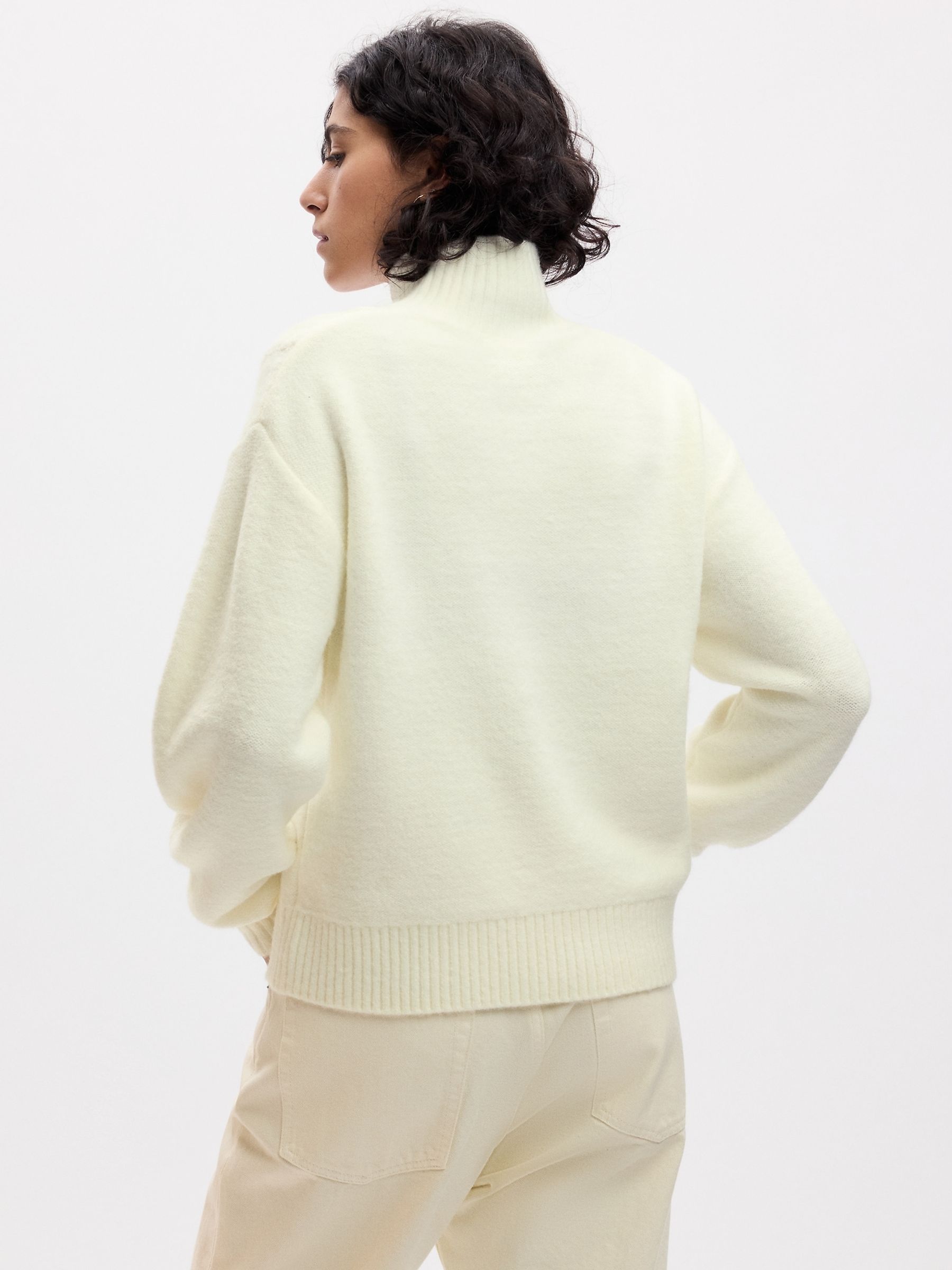 Cream Relaxed Forever Cosy Turtle Neck Cable Knit Jumper - Image 2 of 2