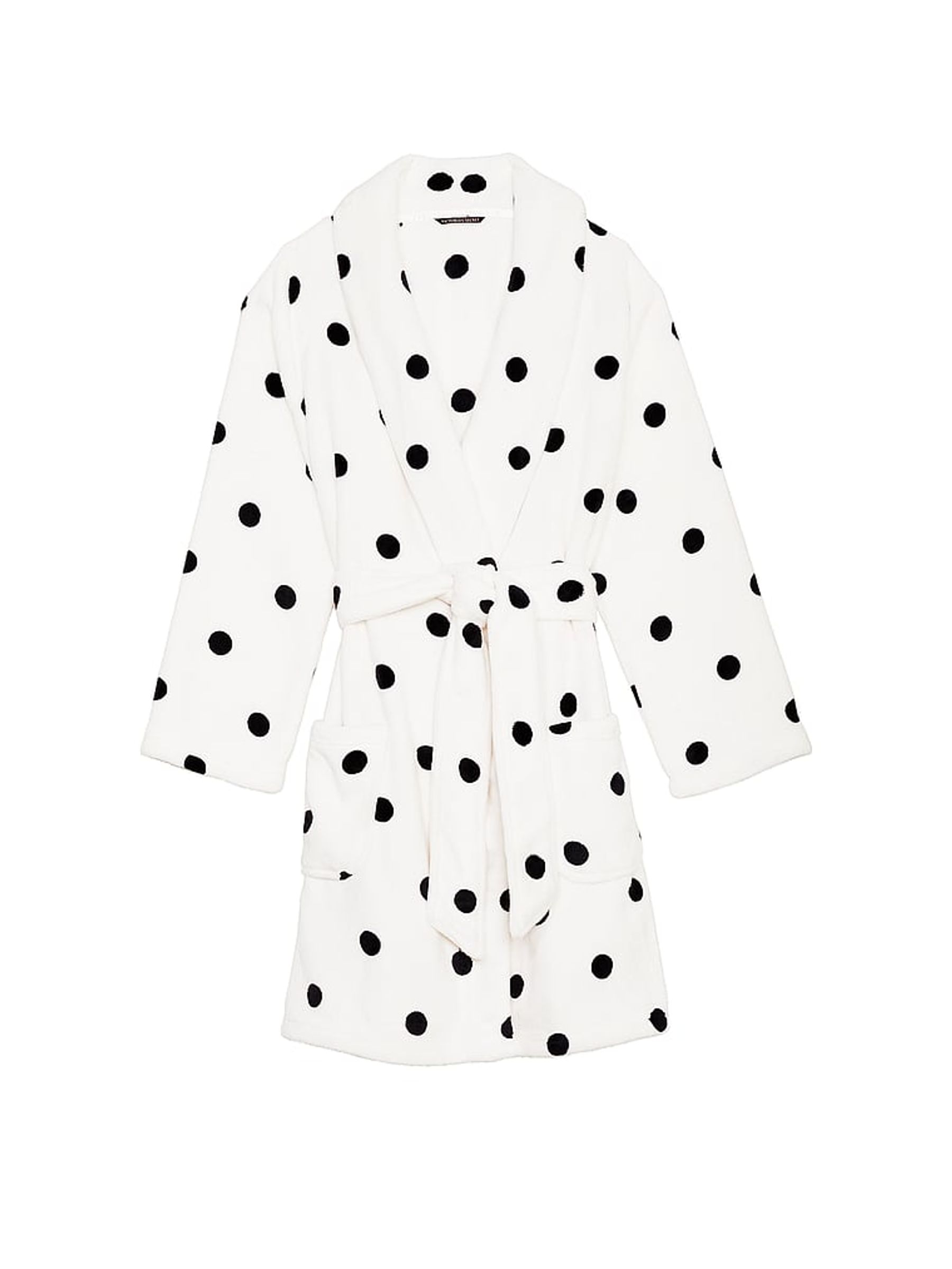 White Black Dots Cosy Short Dressing Gown - Image 3 of 3