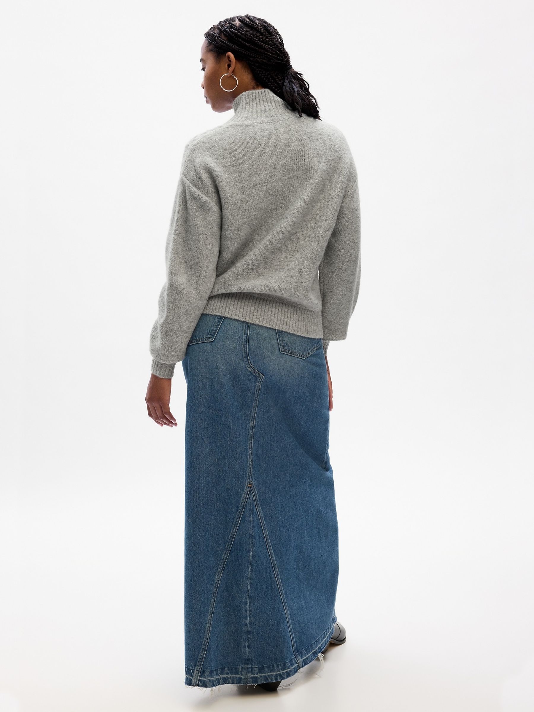 Grey Relaxed Forever Cosy Turtle Neck Cable Knit Jumper - Image 2 of 2